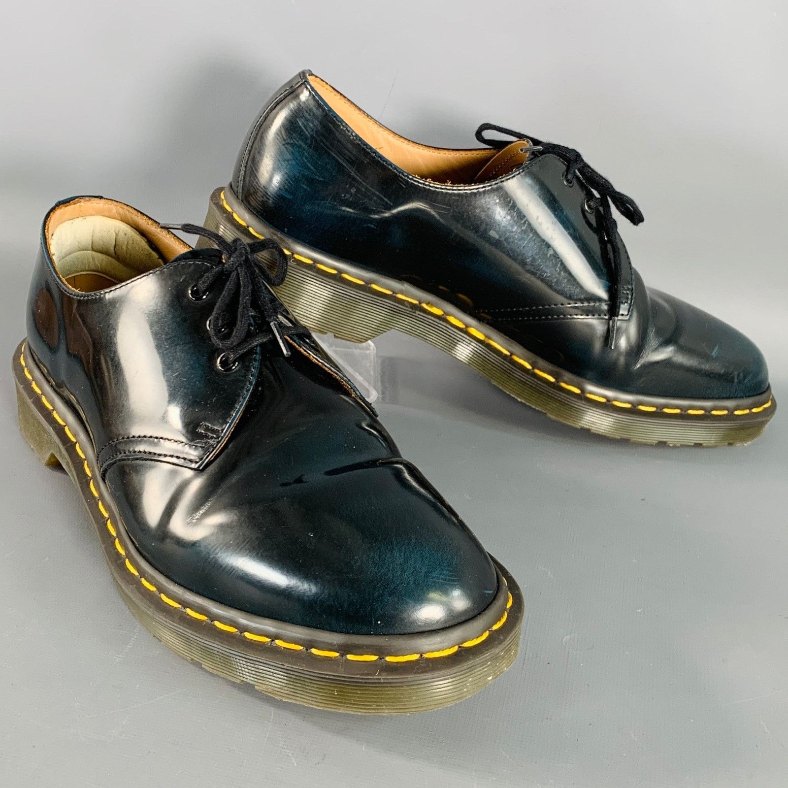Dr. Martens DOC MARTENS Navy Patent Leather Derby Lace-Up Shoes Size US 10 / EU 43 - 1 Thumbnail