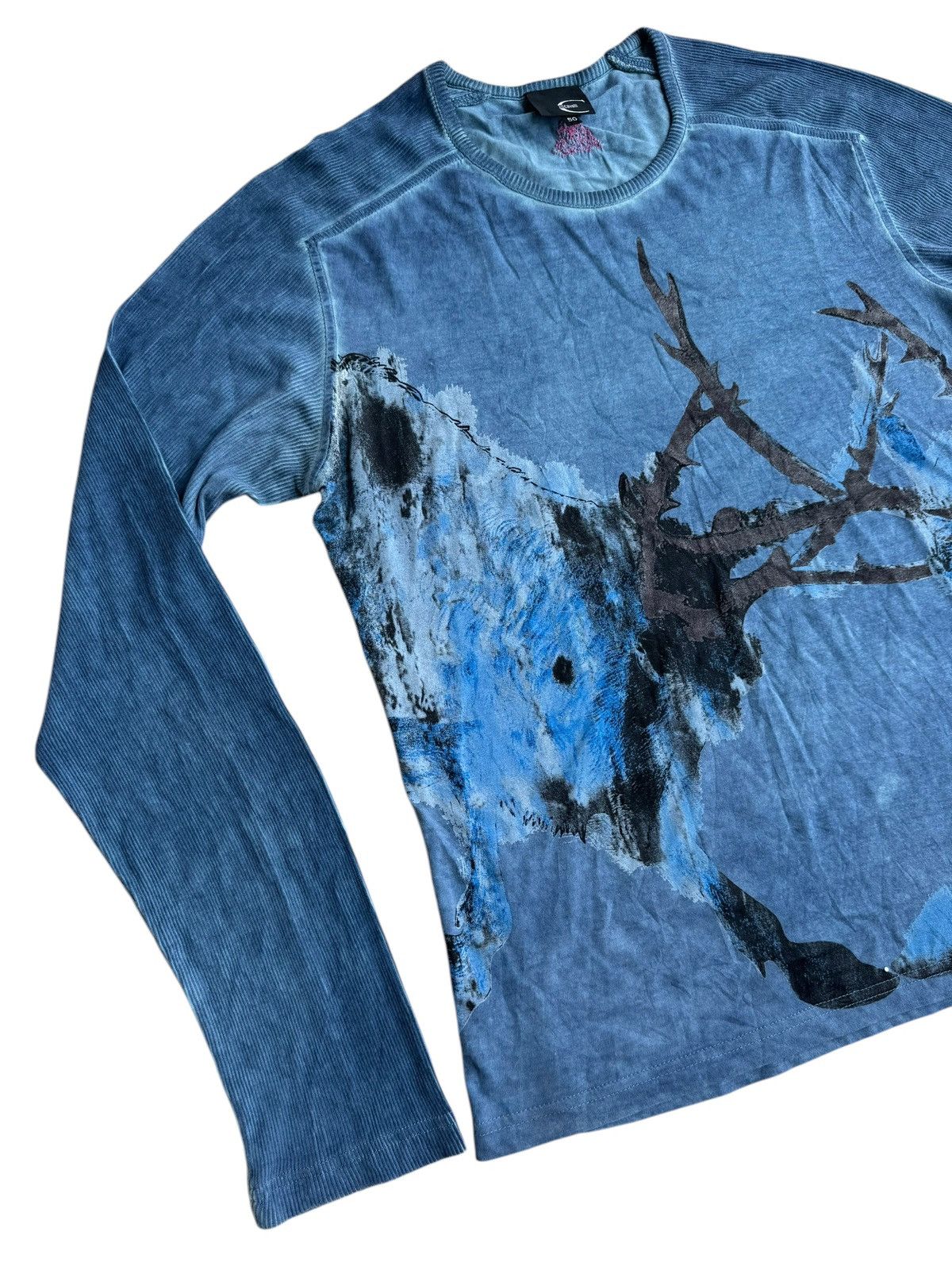 Just Cavalli Vintage 2000s Cavalli Fighting Deers Painting Longsleeve Size US M / EU 48-50 / 2 - 5 Thumbnail