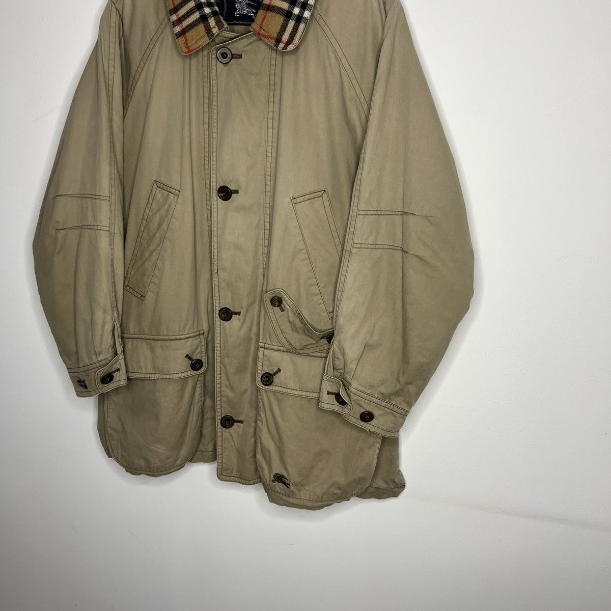 Burberry × Designer × Vintage Burberry Nova Check Vintage Coat Jacket Parka Beige 90s Size US M / EU 48-50 / 2 - 2 Thumbnail