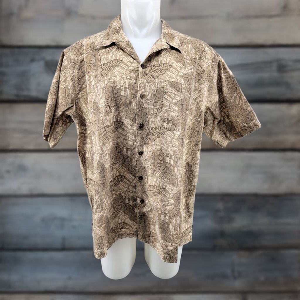 Vintage L.L. Bean Hawaiian Shirt Mens XL Reg Short Sleeve Button Up Tan Size US XL / EU 56 / 4 - 1 Thumbnail