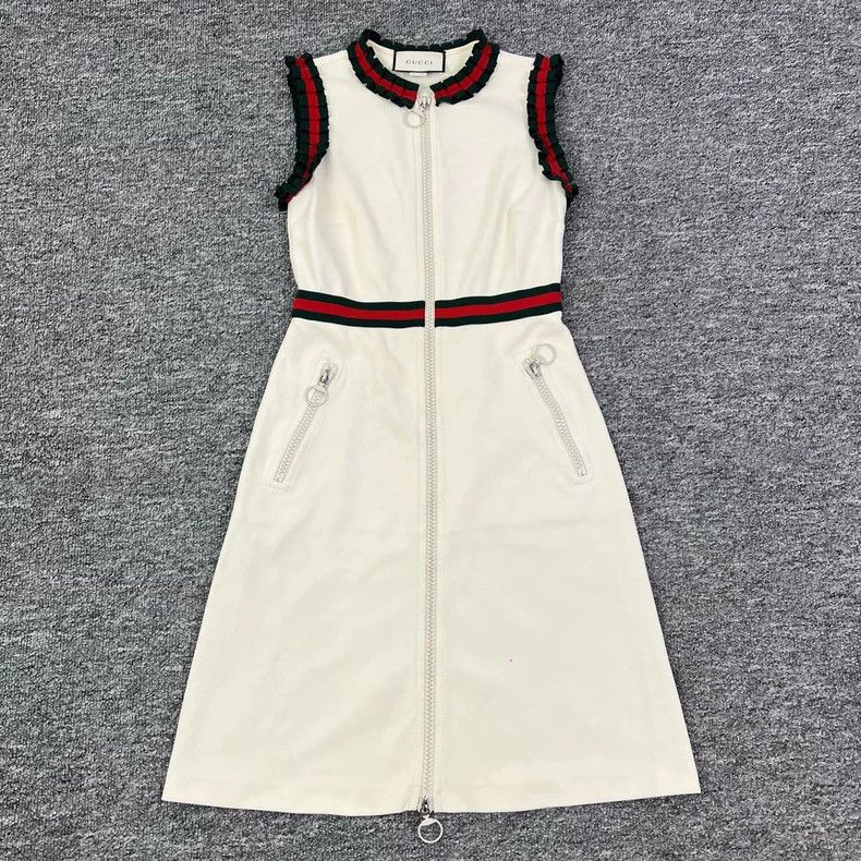 Gucci Red and green lace sleeveless dress