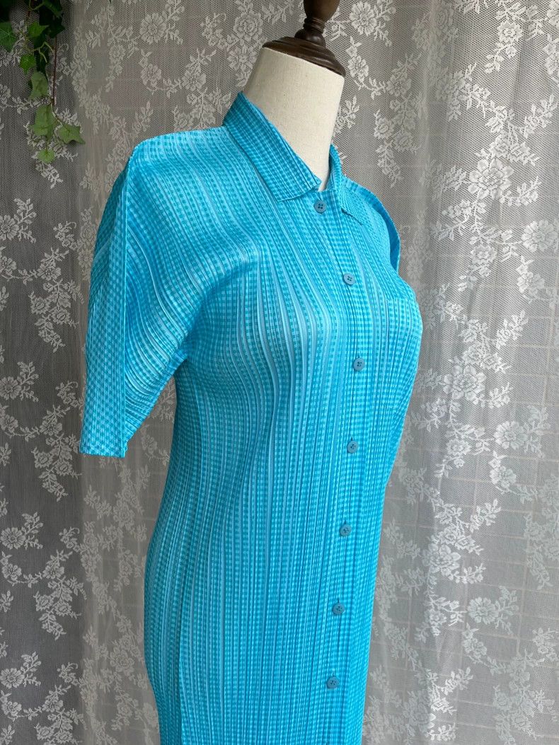 Issey Miyake Issey Miyake Sky blue short-sleeved dress Size L / US 10 / IT 46 - 5 Thumbnail