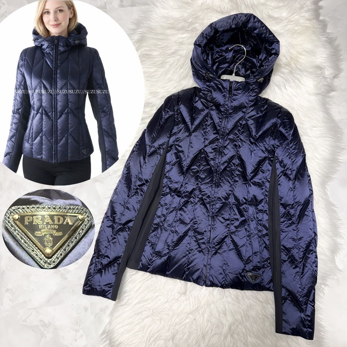 Prada Authentic Prada Leather Triangle Logo Hooded Down Jacket 38 Size XS / US 0-2 / IT 36-38 - 1 Thumbnail