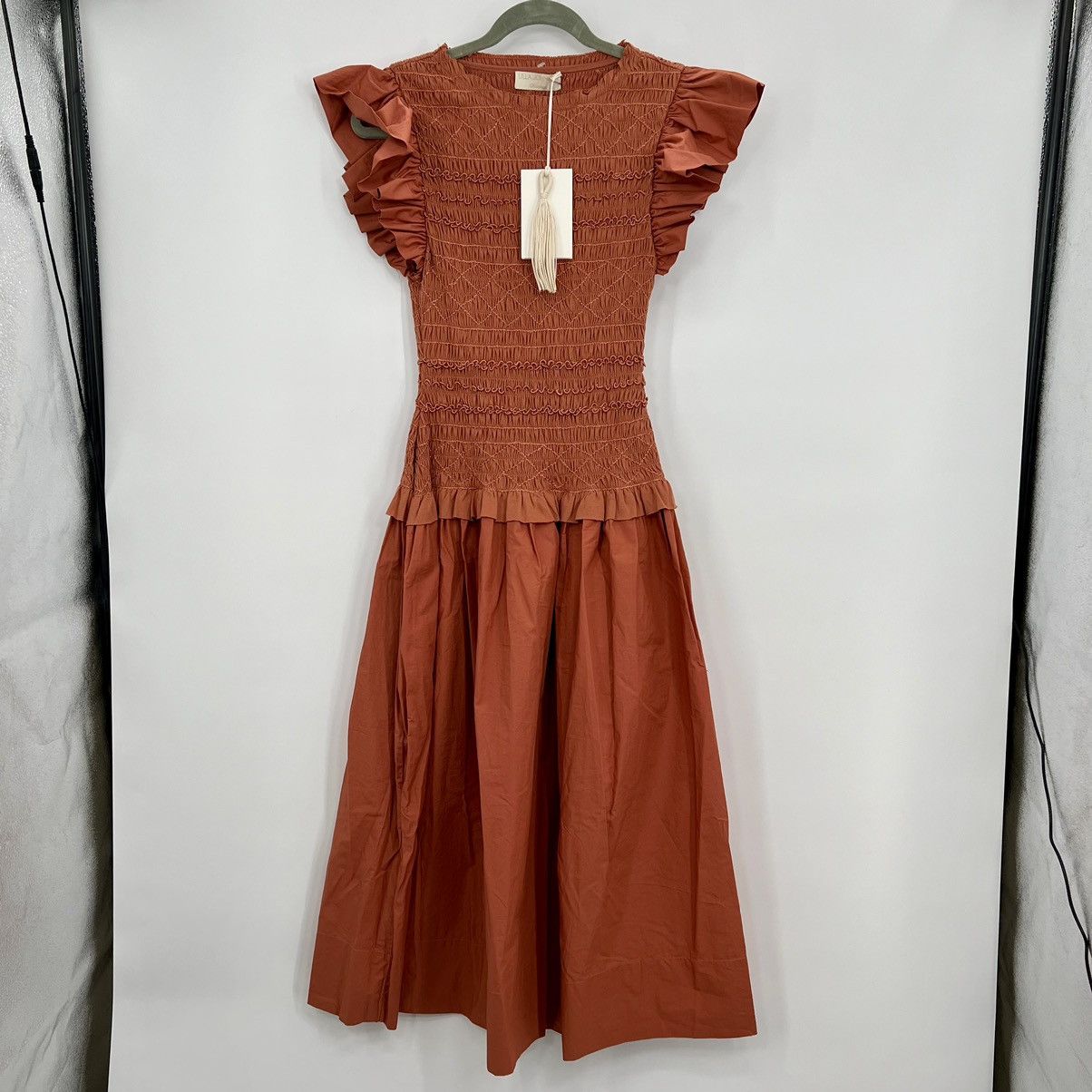 Ulla Johnson NWT Ulla Johnson Madeline Smocked Midi Dress Poplin Ruffle Size S / US 4 / IT 40 - 5 Thumbnail