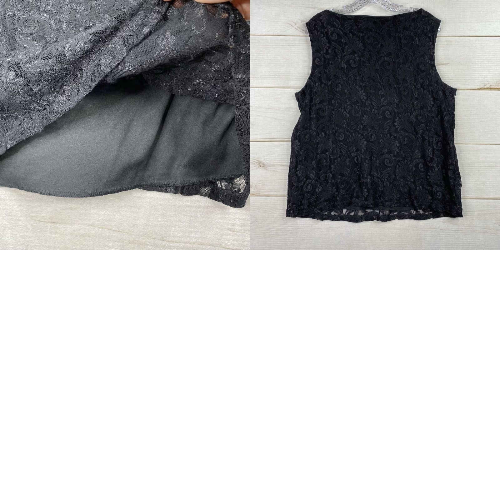 Vintage VINTAGE IN Studio Tank Womens 2X Black Lace Cropped Y2K 90s Grunge Whimsigoth Camisole Shirt Size XXL / US 16-18 / IT 52-54 - 8 Thumbnail