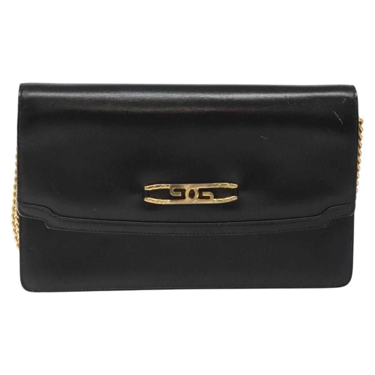 Gucci GUCCI Chain Shoulder Bag Leather Black Gold Size ONE SIZE - 2 Thumbnail