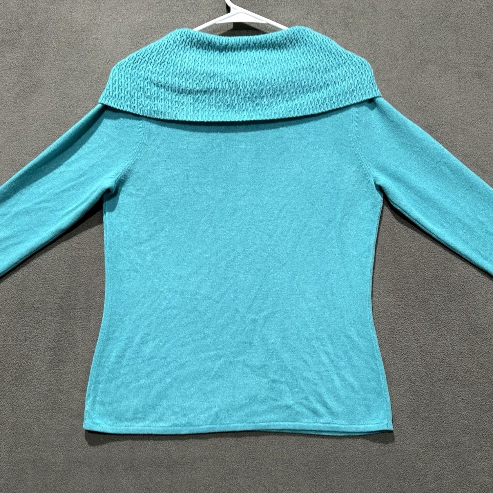 Vintage Desingers Original Sweater Womens Medium Blue Off the Shoulder Cowl Neck Luxelon Size M / US 6-8 / IT 42-44 - 2 Thumbnail