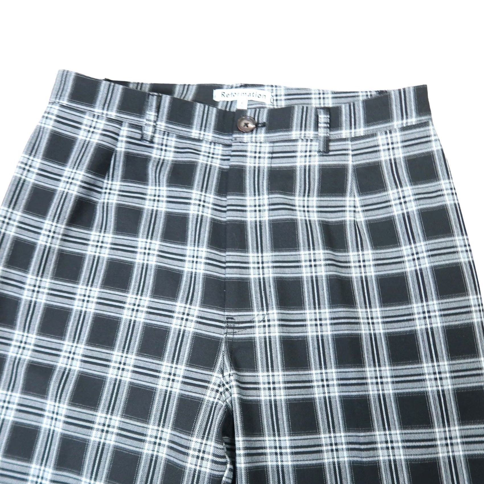 Reformation VINTAGE Reformation Franklin Pant Black and Grey Plaid High Rise Straight Leg Pants 6 Womens Size 28" / US 6 / IT 42 - 2 Thumbnail