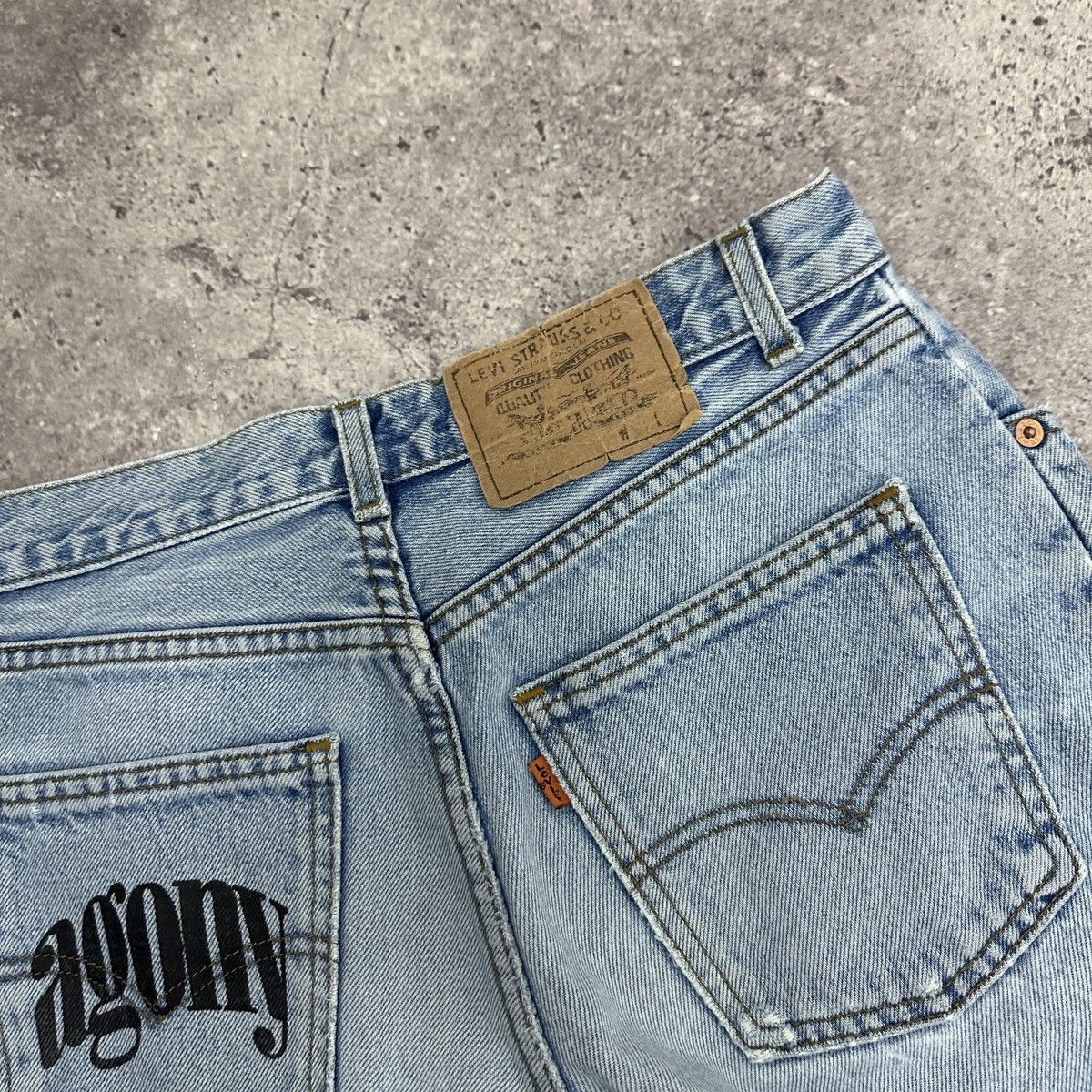 Levi's Vintage 90s Levis 501 Orange Tab Knifes Agony custom jeans Size US 30 / EU 46 - 13 Thumbnail