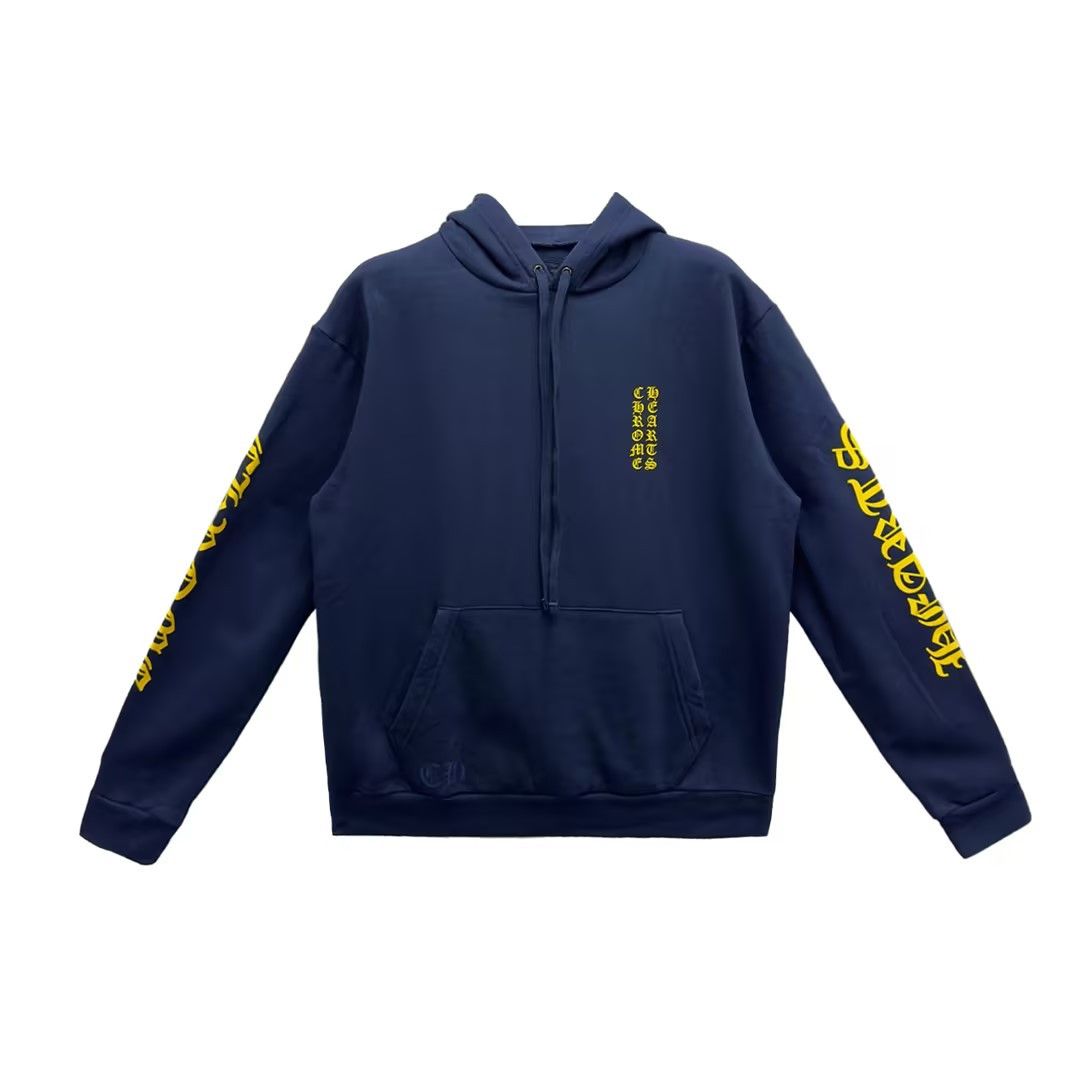 Chrome Hearts Chrome Hearts Yellow Script Sleeve Navy Hoodie Size US M / EU 48-50 / 2 - 1 Thumbnail