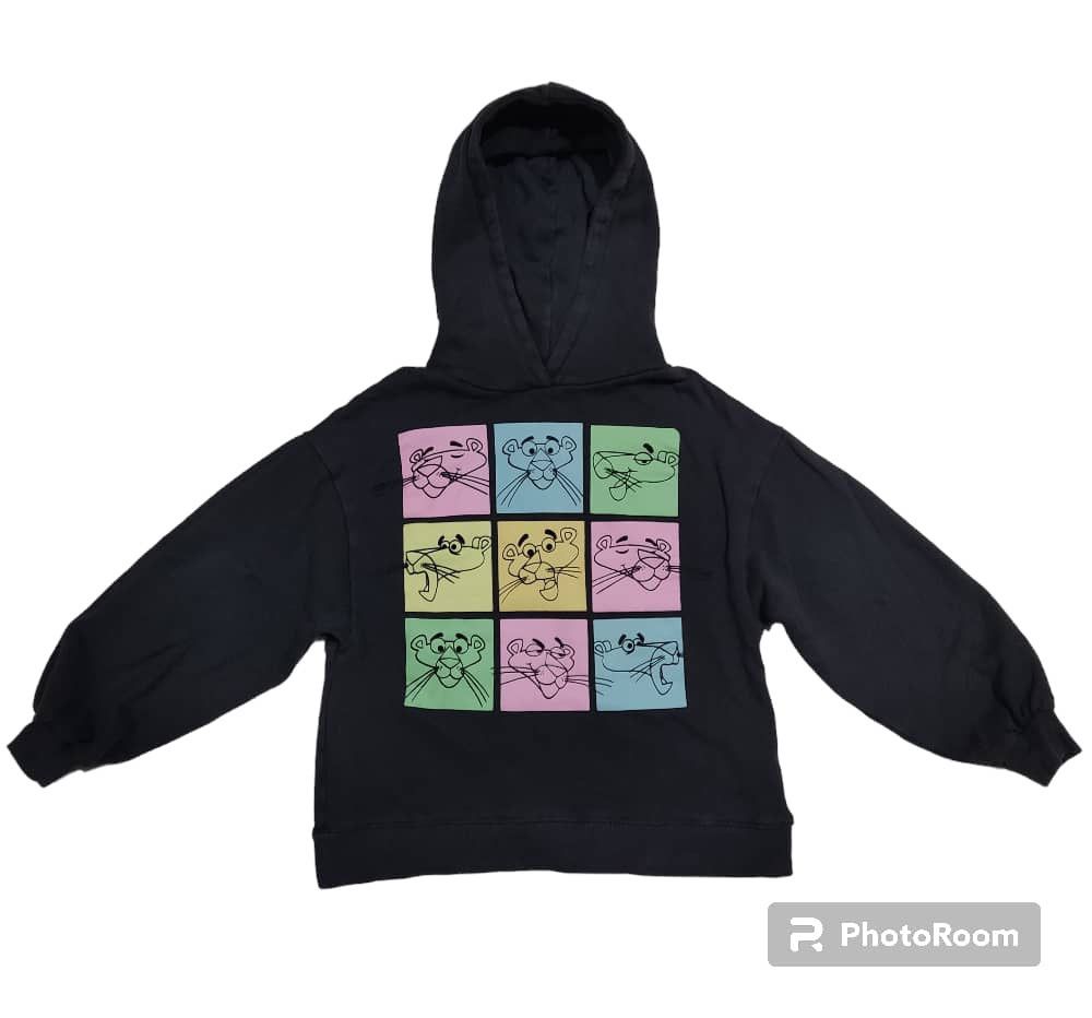 image of Cartoon Network x Zara Pink Panther Kids Hoodie in Black (Size XS)