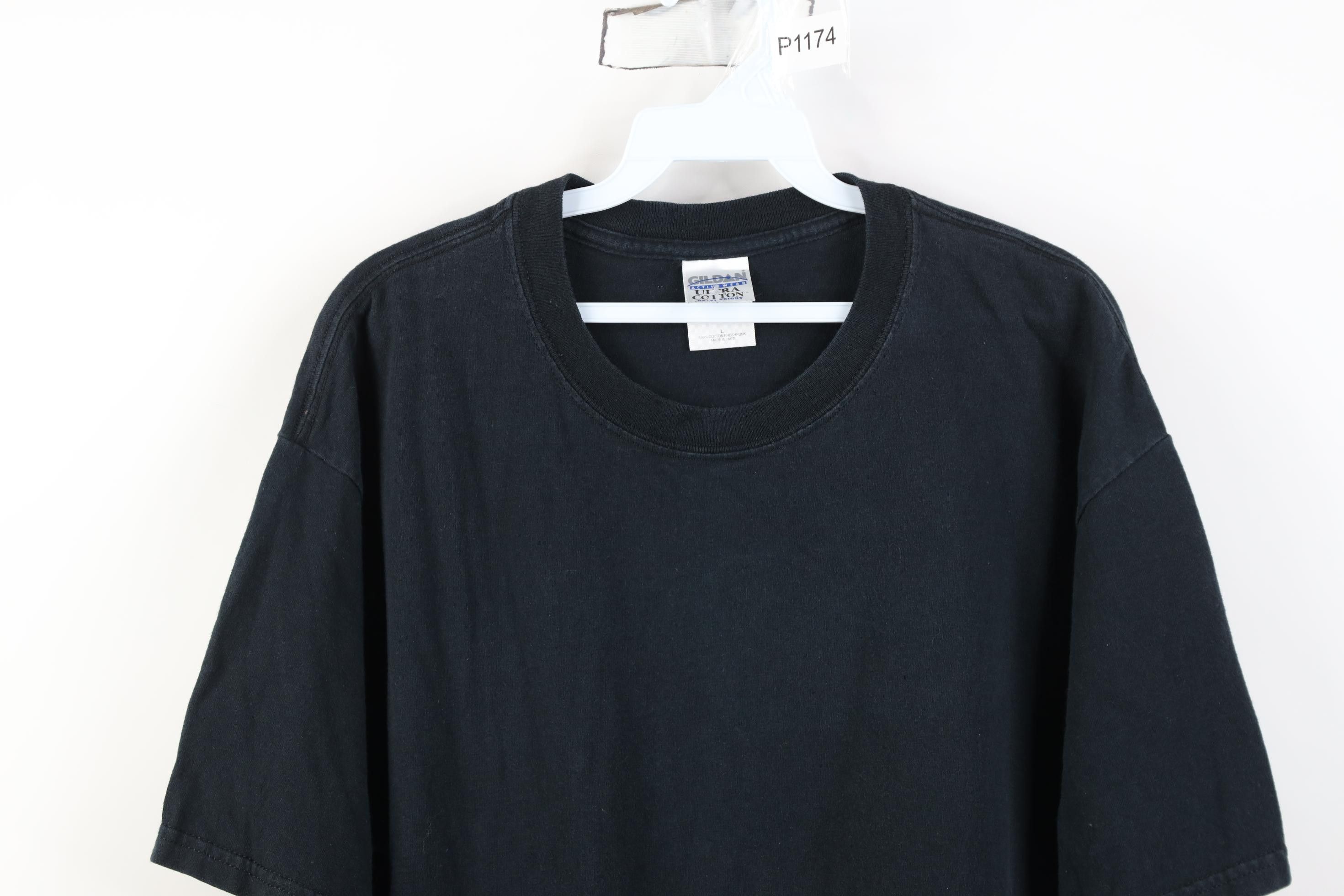 Vintage Vintage 90s Y2K Streetwear Heavyweight Cotton T-Shirt Black Size US L / EU 52-54 / 3 - 2 Thumbnail