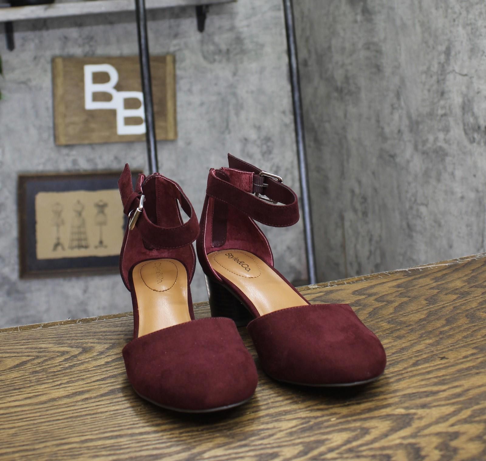 Style & Co Style & Co. Heel Dress Pumps Berry Microsuede Purple 8.5m Size US 8.5 / IT 38.5 - 3 Thumbnail