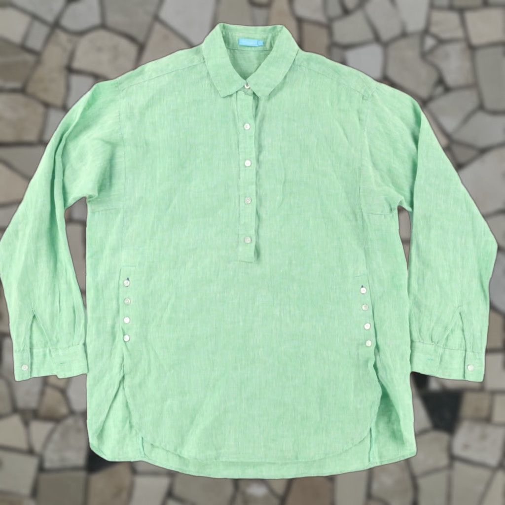 J.McLaughlin J. McLaughlin Shirt Green Women's S Popover Linen Long Sleeve Shirt Size S / US 4 / IT 40 - 1 Thumbnail