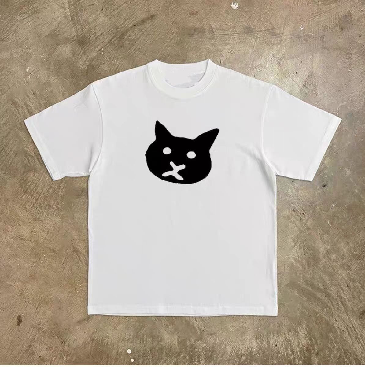 Vintage Casual Retro Black Cat Print Cotton T-shirt Size US M / EU 48-50 / 2 - 1 Thumbnail
