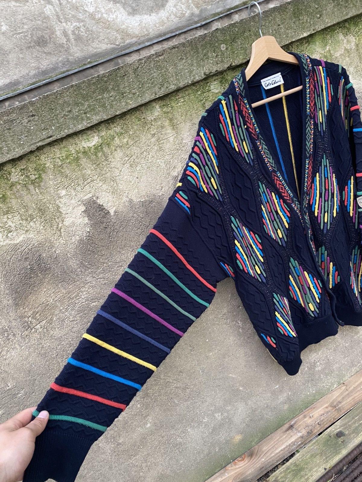 Carlo Colucci Carlo Colucci Color Cable Knitted Cardigan Size US L / EU 52-54 / 3 - 3 Thumbnail
