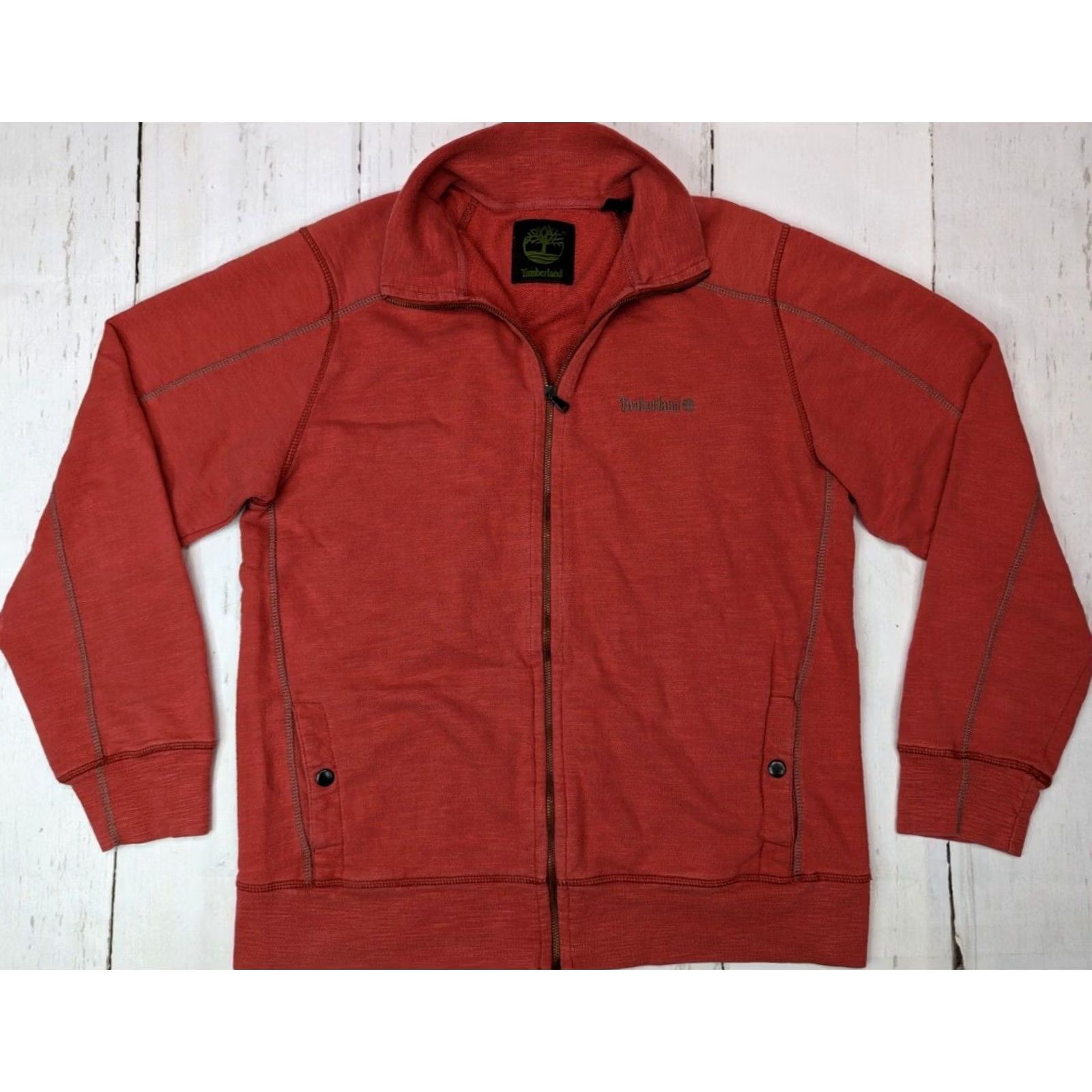 Timberland Timberland Full Zip Sweater Mens L Red Cotton Button Pocket Knit Pullover Jacket Size US L / EU 52-54 / 3 - 2 Thumbnail