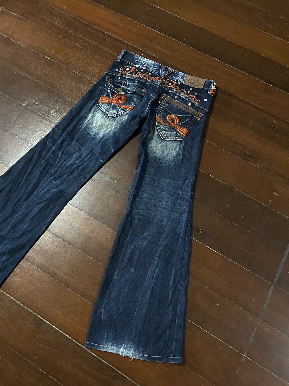 JNCO FIRE 🔥 RIOBERA DENIM FLARE JEANS LOW RISE EMBROIDERED STUDD Size 34" / US 12 / IT 48 - 16 Thumbnail