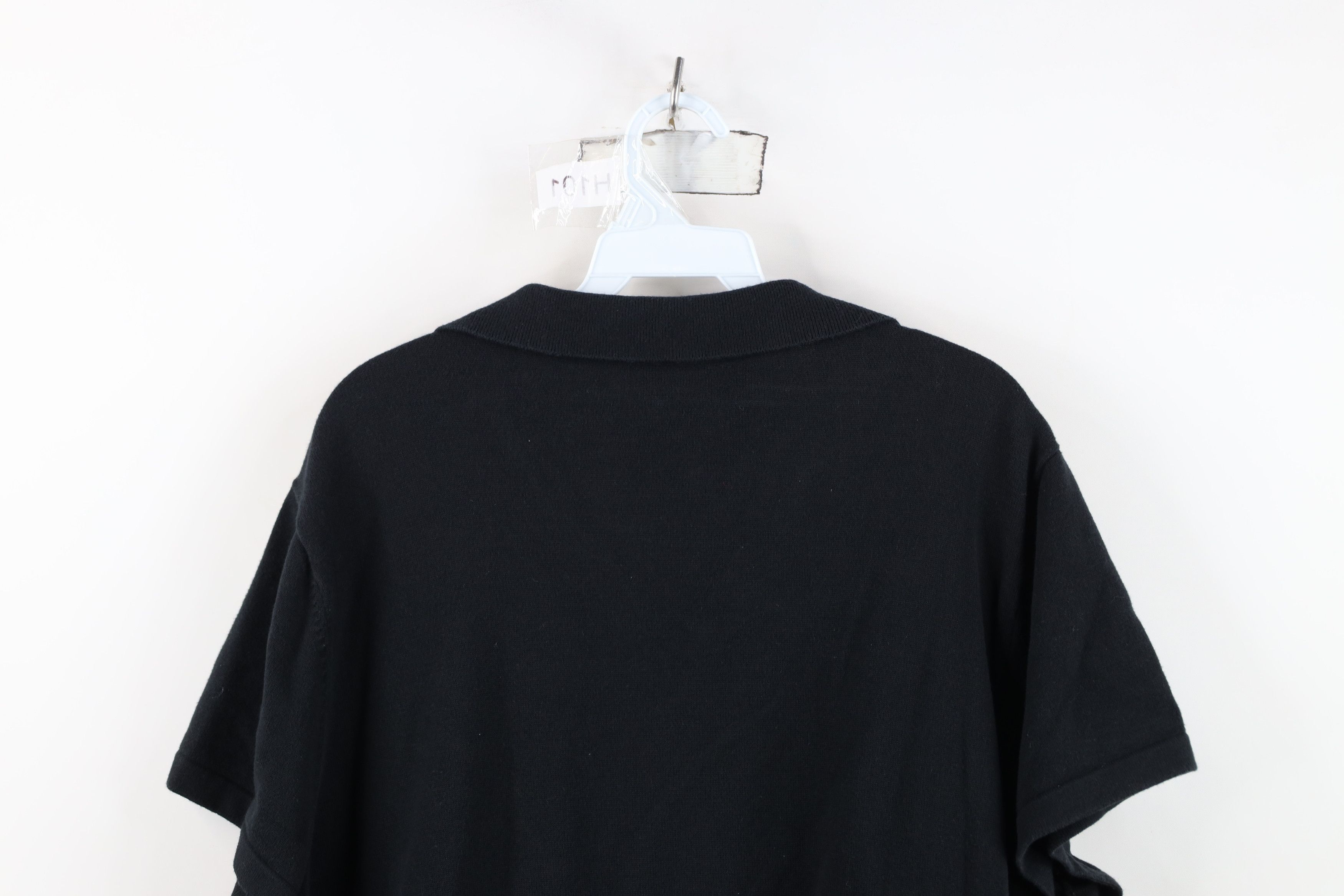 Vintage Vintage 90s Streetwear Blank Knit Collared Polo Shirt Black Size XXL / US 16-18 / IT 52-54 - 13 Thumbnail