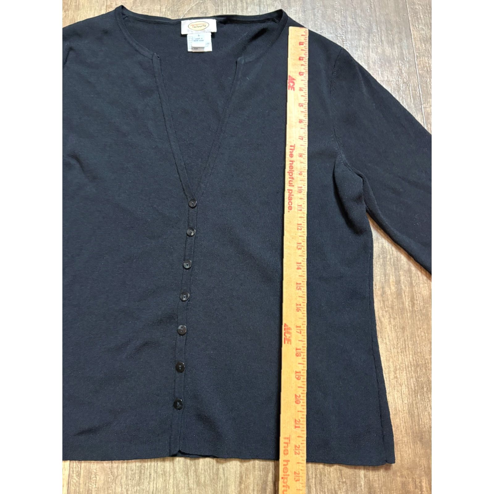 Talbots TALBOTS Cardigan Sweater Button-Up Black Rayon Blend Womens Large Jacket Knit Long Sleeve Regular Fit Size L / US 10 / IT 46 - 3 Thumbnail