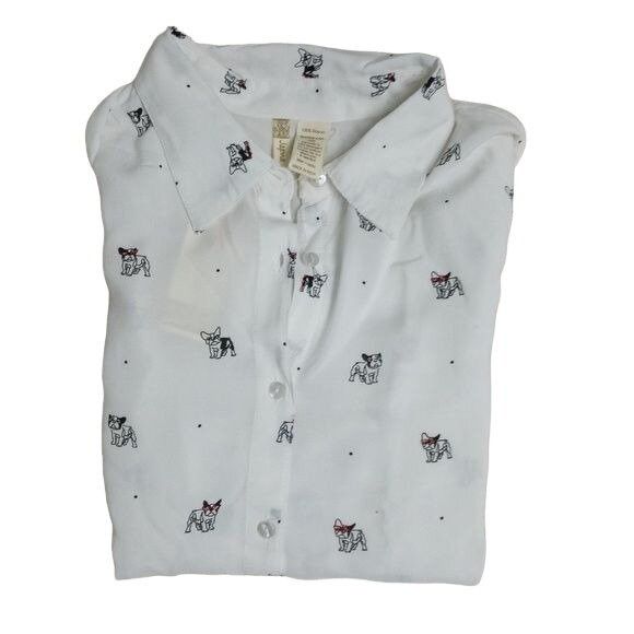 Other White Button-Up Shirt With French Bulldog Print Size S / US 4 / IT 40 - 2 Thumbnail