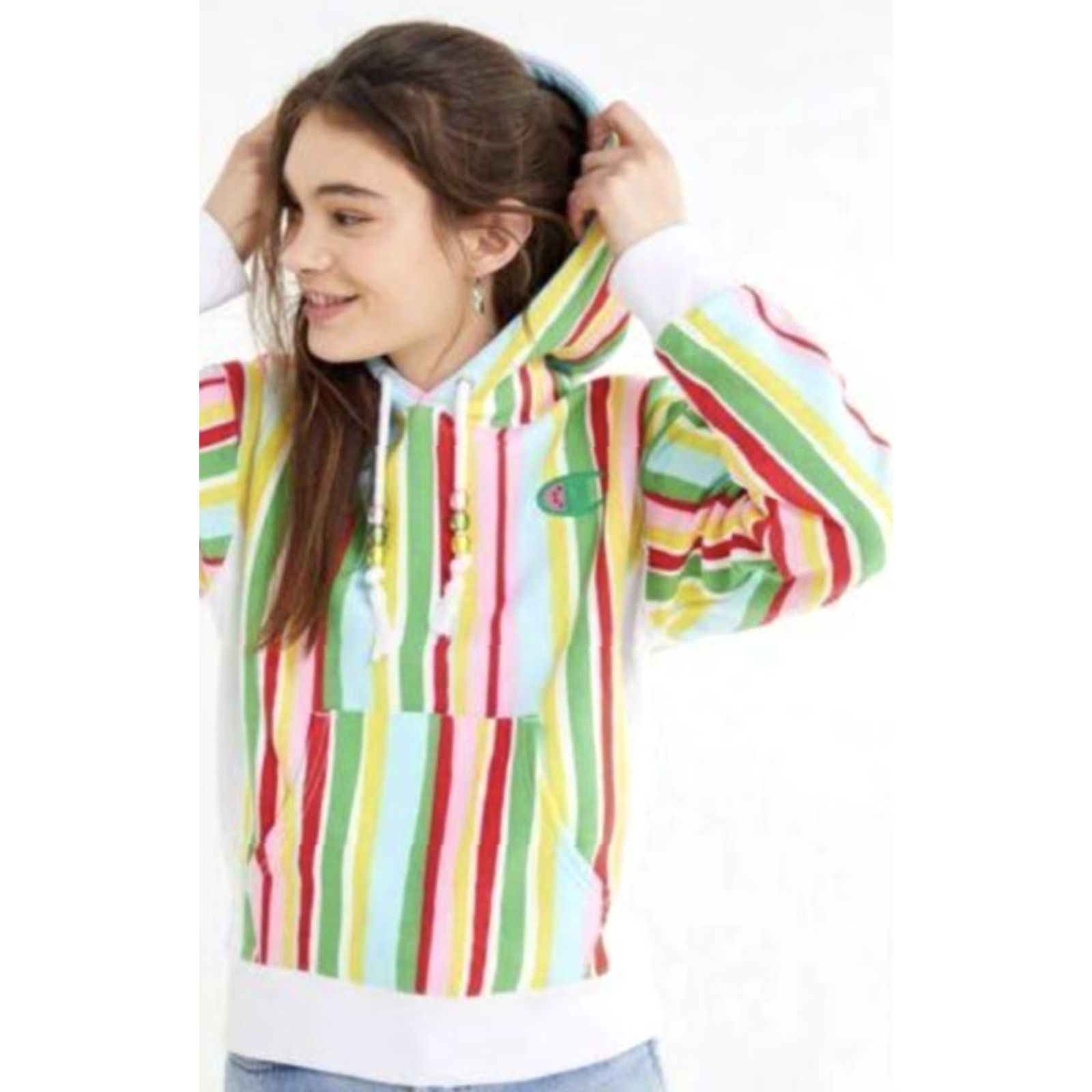 Champion Champion Susan Alexandra Watermelon Stripe Reverse Weave Hoodie Women's Small Multicolor Size S / US 4 / IT 40 - 4 Thumbnail