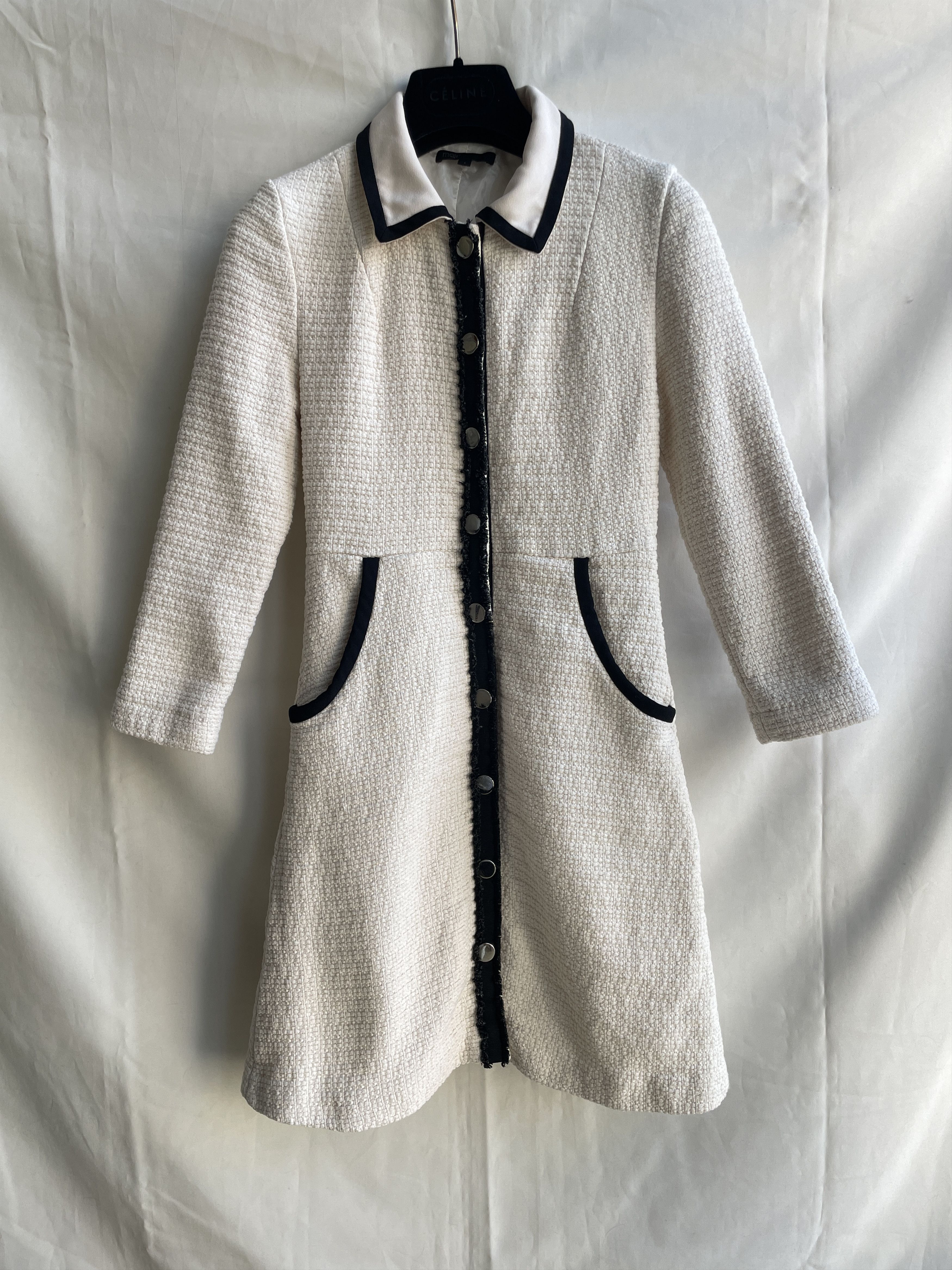 Maje Maje Loelia Ecru Boucle Tweed Coat Size 1 Size XS / US 0-2 / IT 36-38 - 1 Thumbnail