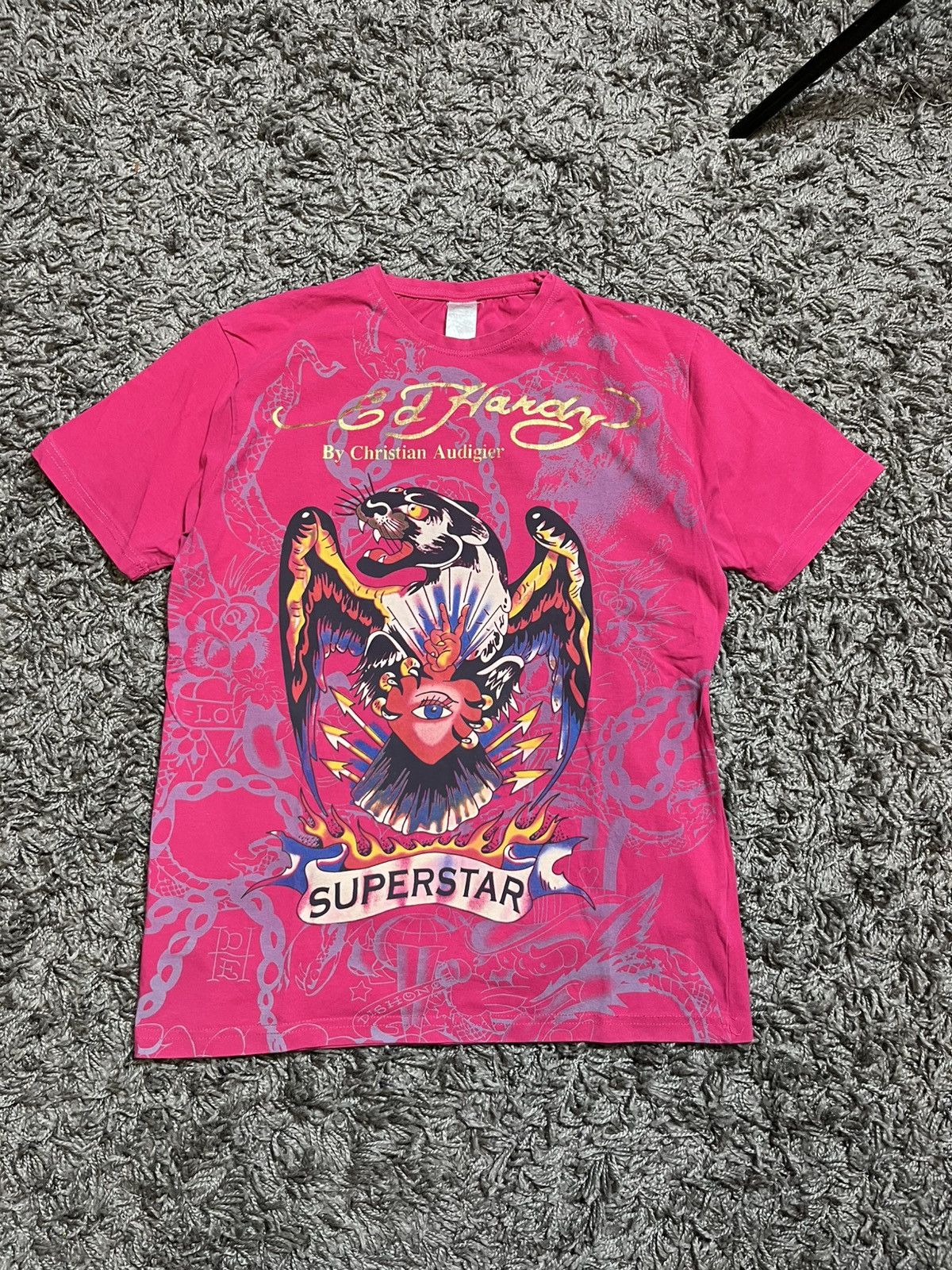 Ed Hardy ED HARDY VINTAGE Y2K CHRISTIAN AUDIGIER COTTON WOMENS SHIRT Size M / US 6-8 / IT 42-44 - 1 Thumbnail