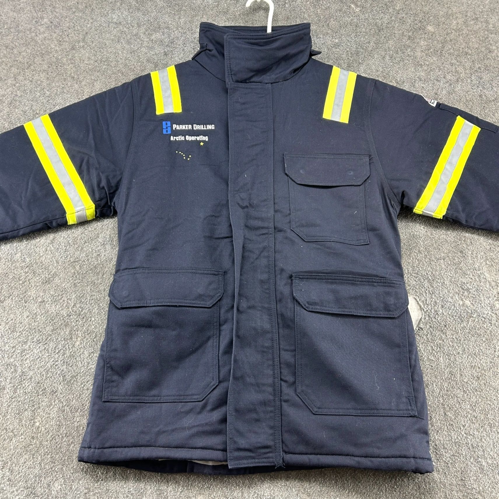 Vintage Bulwark Mens Small Blue Flame Resistant FR Hi Vis Reflective 43.3 ATPV Jacket Size US S / EU 44-46 / 1 - 3 Thumbnail