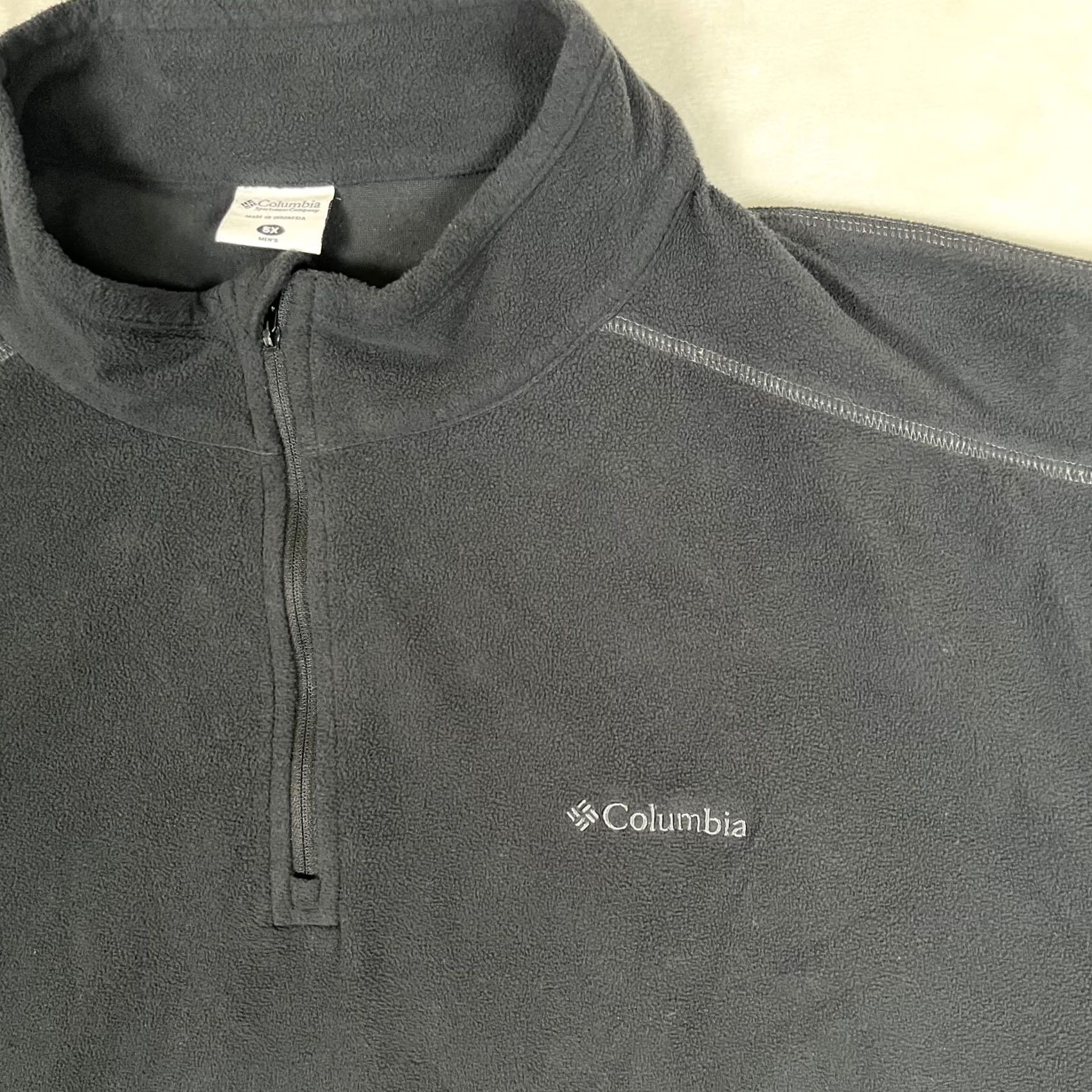 Vintage Columbia Fleece Pullover Mens Big 5X Black 1/4 Zip Long Sleeve Hiking Sweatshirt Size US XXL / EU 58 / 5 - 2 Thumbnail