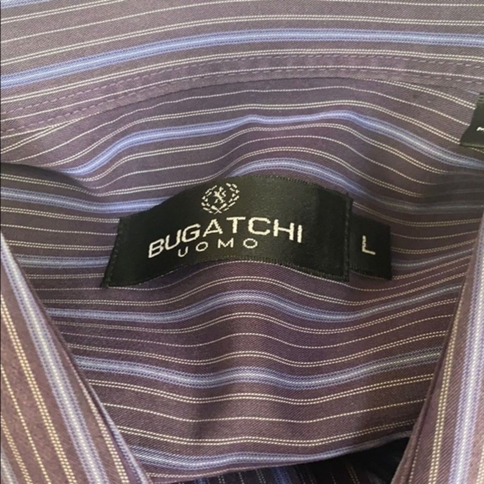 BUGATCHI Bugatchi Uomo Purple Stripe Button-Down Shirt | Sz L Size US L / EU 52-54 / 3 - 4 Thumbnail