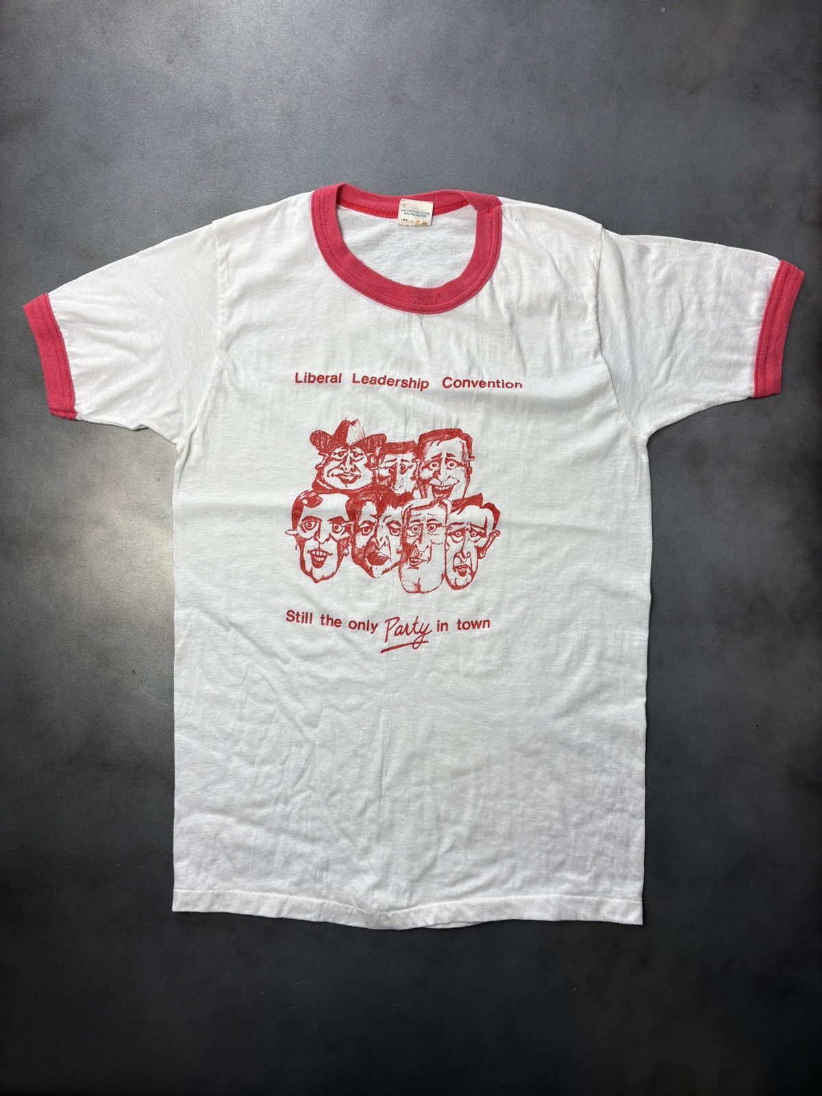 Vintage 1980s Ringer Tee True Vintage Political Liberal Party Tee Size US S / EU 44-46 / 1 - 9 Thumbnail