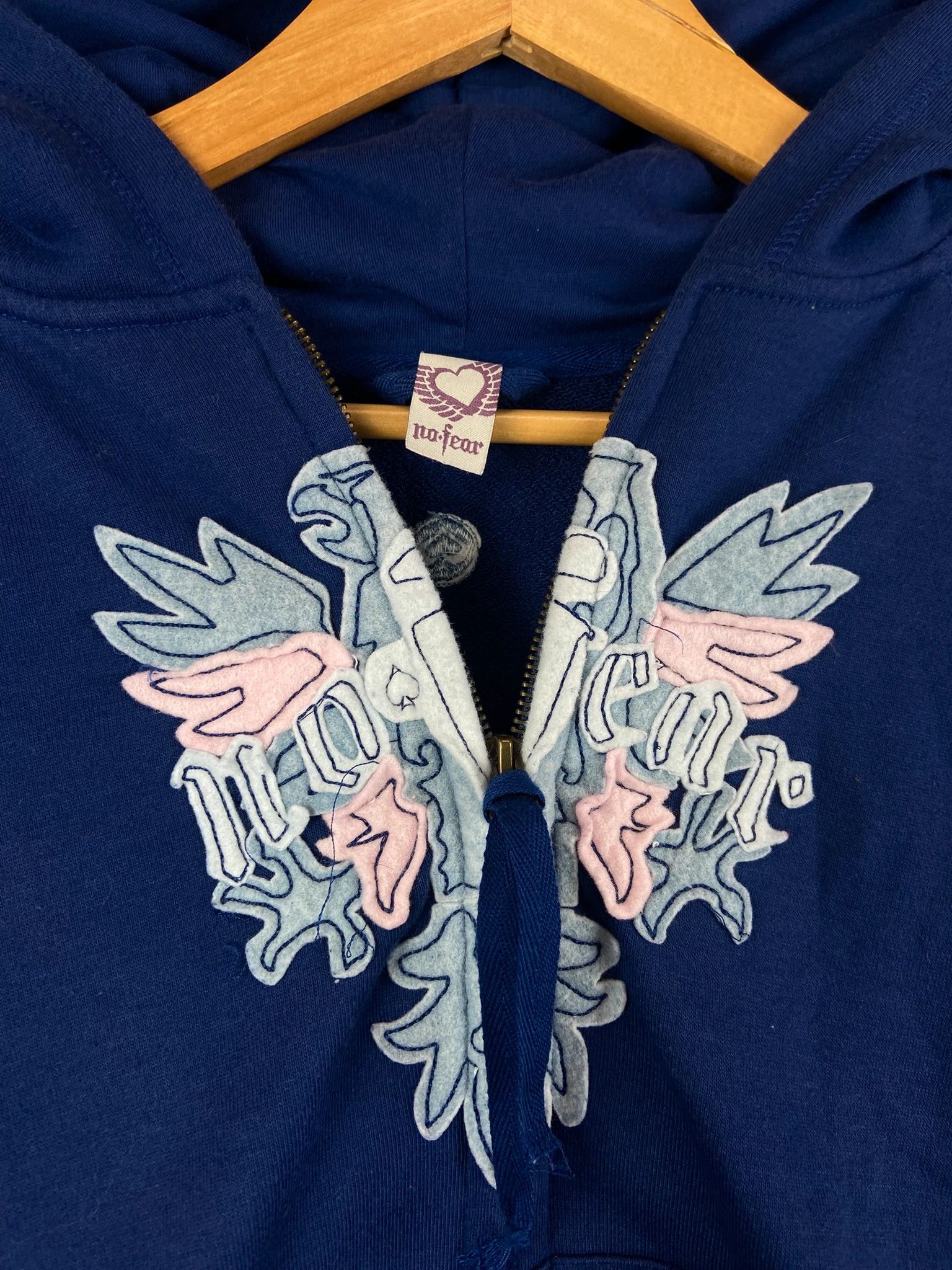 No Fear No Fear Women’s Zip Hoodie – Wing Logo, Blue, L Size S / US 4 / IT 40 - 2 Thumbnail