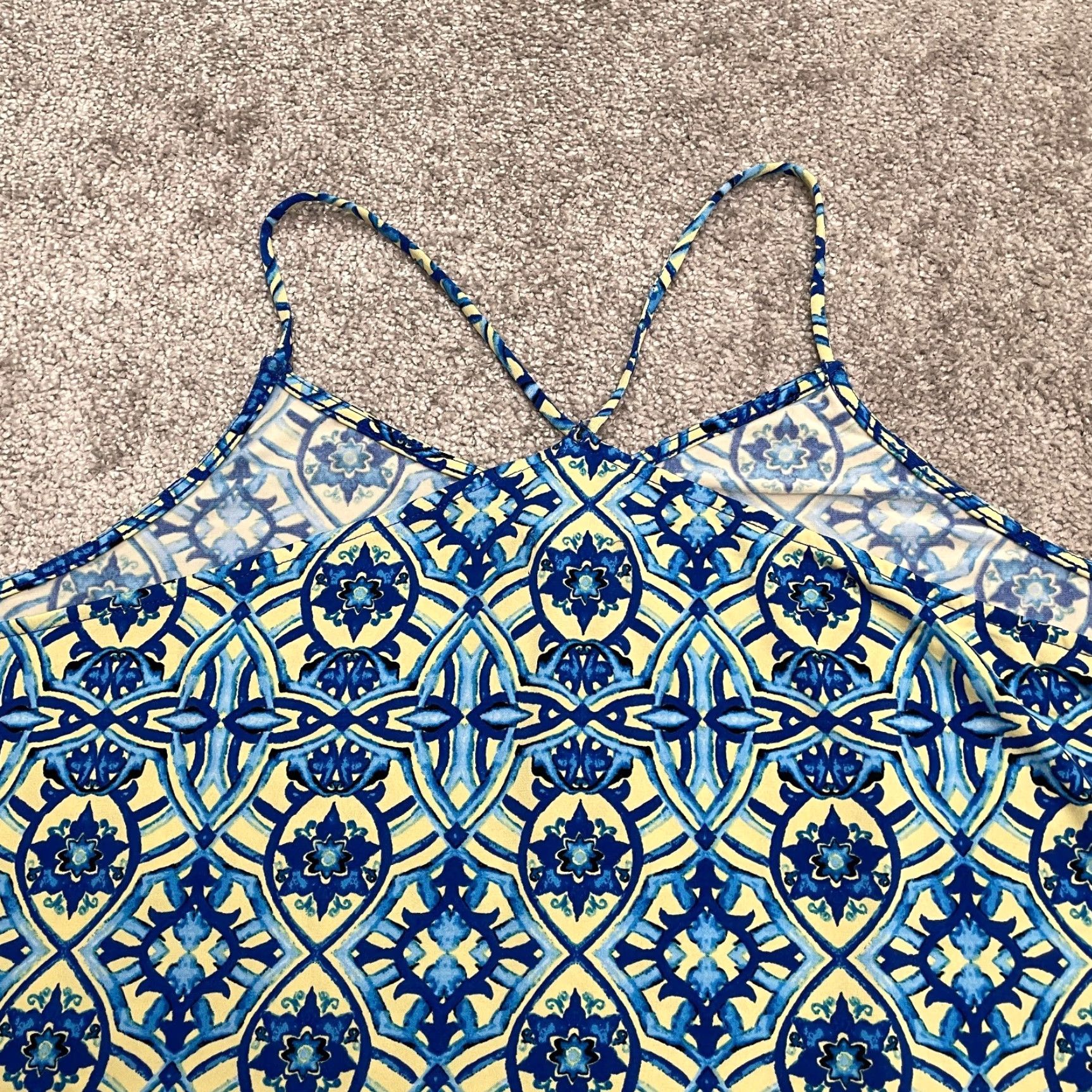 Vintage The Limited Halter Camisole Tank Top Womens 2X Blue Geometric Stretch Casual Tank Size XXL / US 16-18 / IT 52-54 - 3 Thumbnail