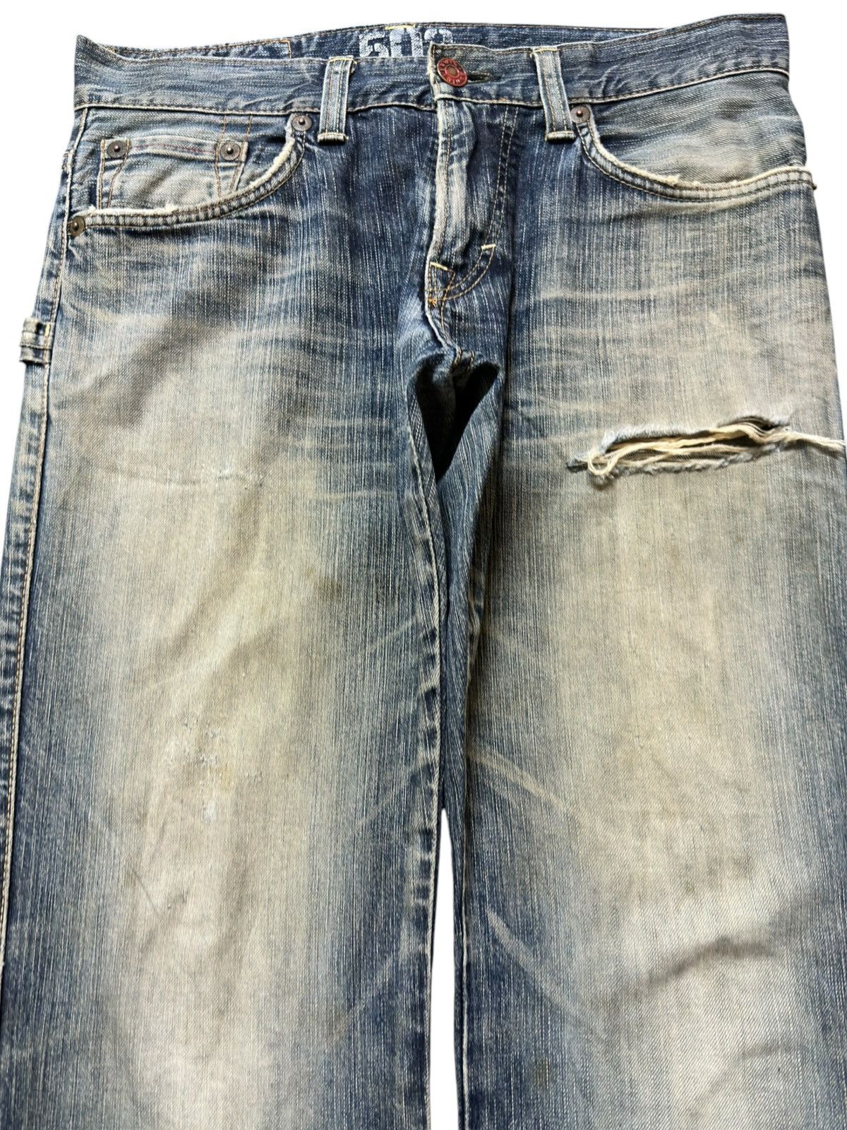 Edwin Vintage Edwin 503 Blue Trip Mudwash Ripped Distressed Denim Size US 32 / EU 48 - 2 Thumbnail
