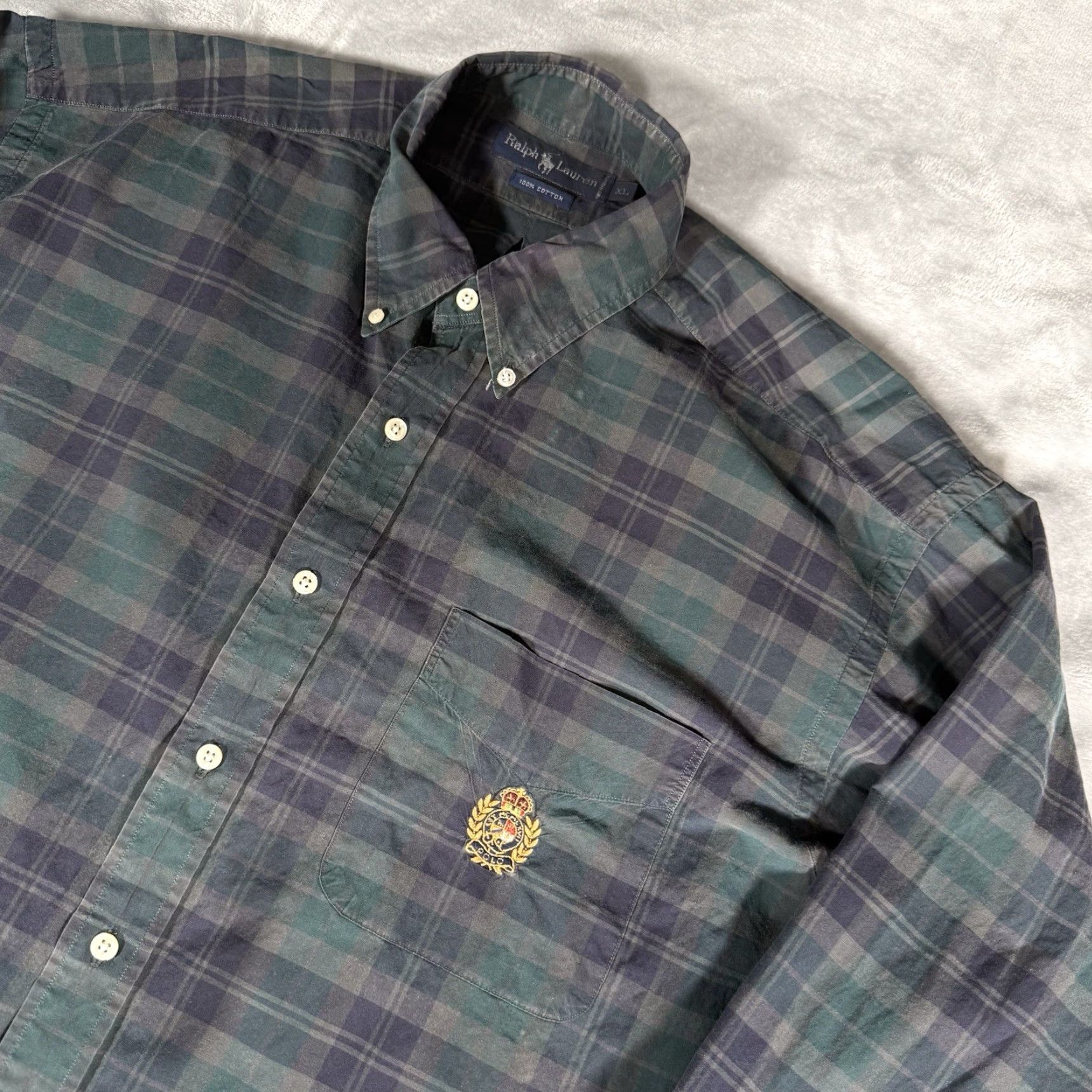 Polo Ralph Lauren VINTAGE Polo Ralph Lauren Shirt Plaid Button-Down XL Blue Mens Classic 90s Preppy Logo Crest Size US XL / EU 56 / 4 - 2 Thumbnail