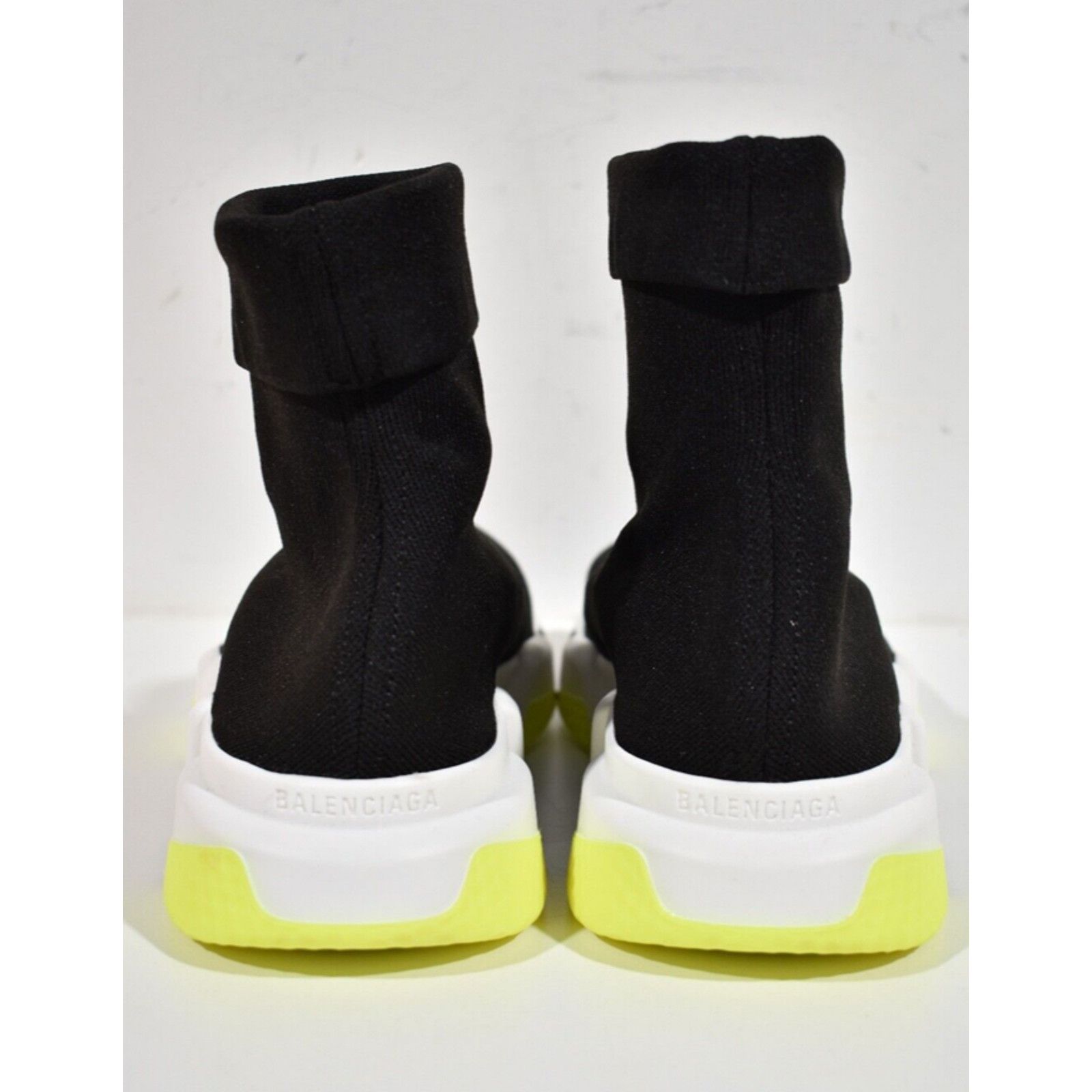 Balenciaga Balenciaga Mens Sock Speed Black White Yellow Logo Size US 10 / EU 43 - 10 Thumbnail