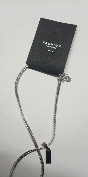 Other Black Stone Stainless Steel Flat Cuban Chain Necklace Size ONE SIZE - 5 Thumbnail