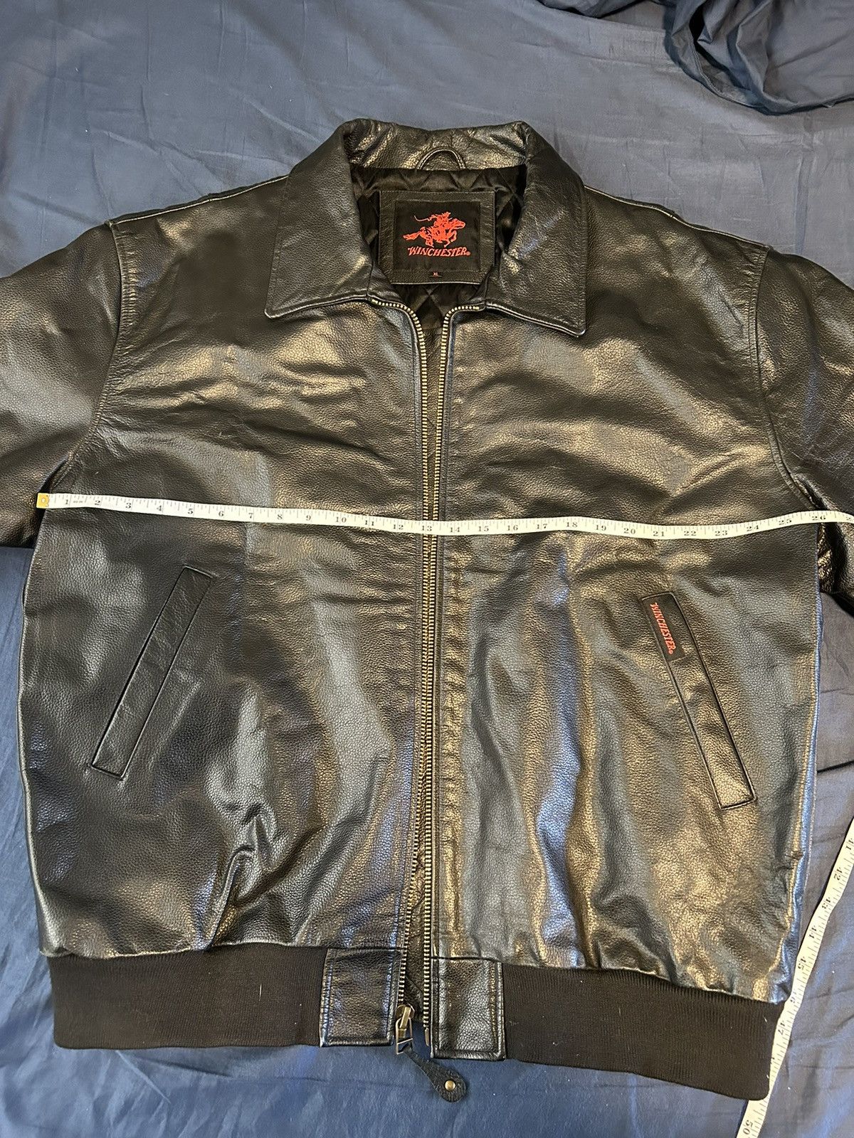 Vintage × Winchester Winchester Heavy Oversized Leather Black Bomber Jacket Size US XL / EU 56 / 4 - 3 Thumbnail
