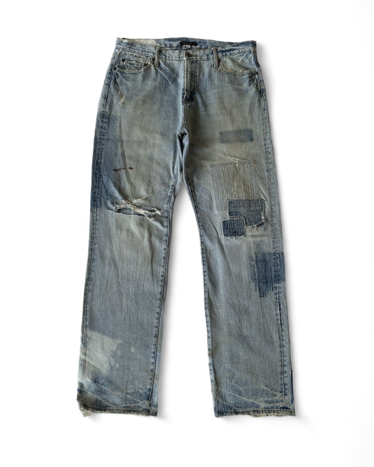 Helmut Lang RARE🔥EXHIBITIONIST PATCHWORK DISTRESSED DENIM JEANS Size US 34 / EU 50 - 1 Thumbnail