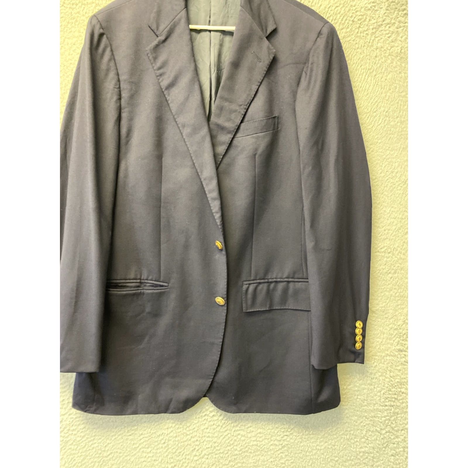 Polo Ralph Lauren Polo Ralph Lauren Blazer Jacket Men Navy 44L Wool Long Notch Lapel 2-Button 4-Button Sleeve Solid Sports Coat Regular Fit Size US XXL / EU 58 / 5 - 3 Thumbnail