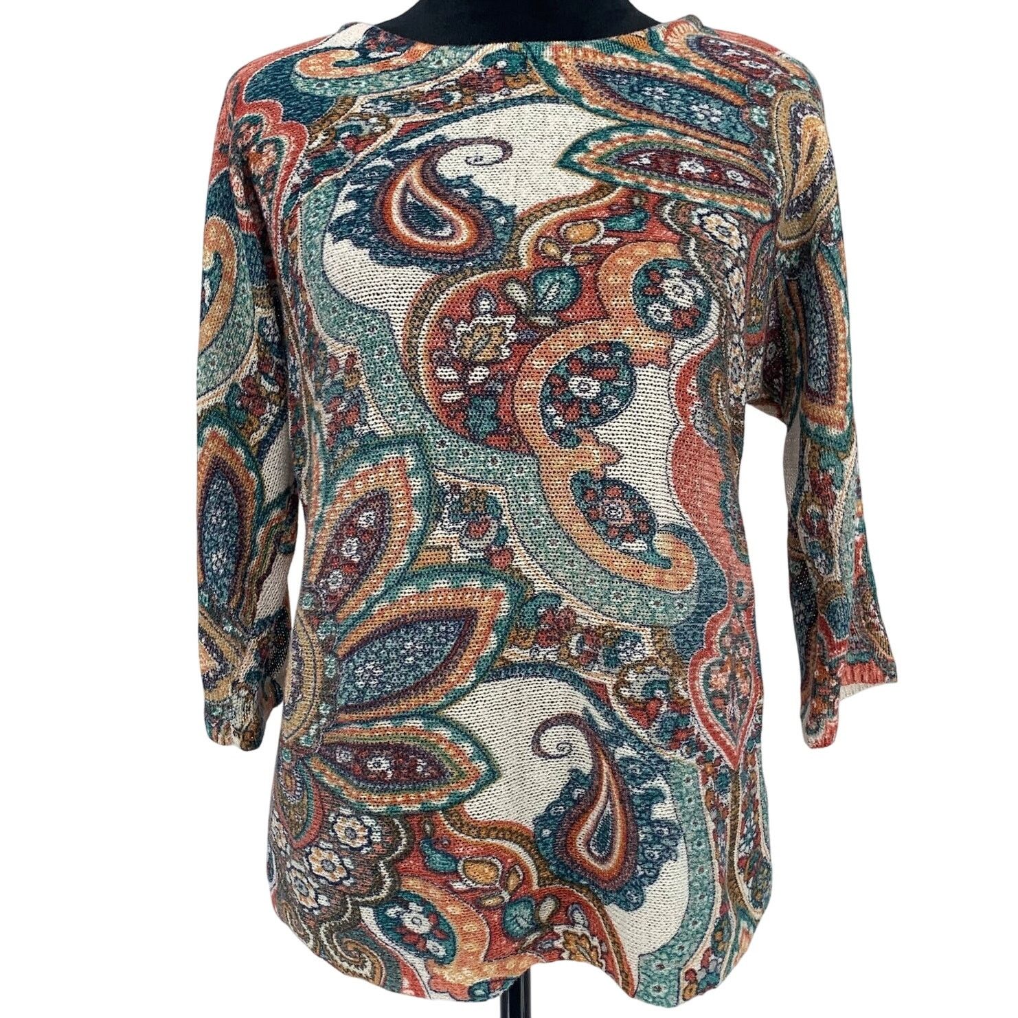 Chicos Chico's Cross Back Shirt Womens Size 1 Medium Brown Blue Size M / US 6-8 / IT 42-44 - 1 Thumbnail