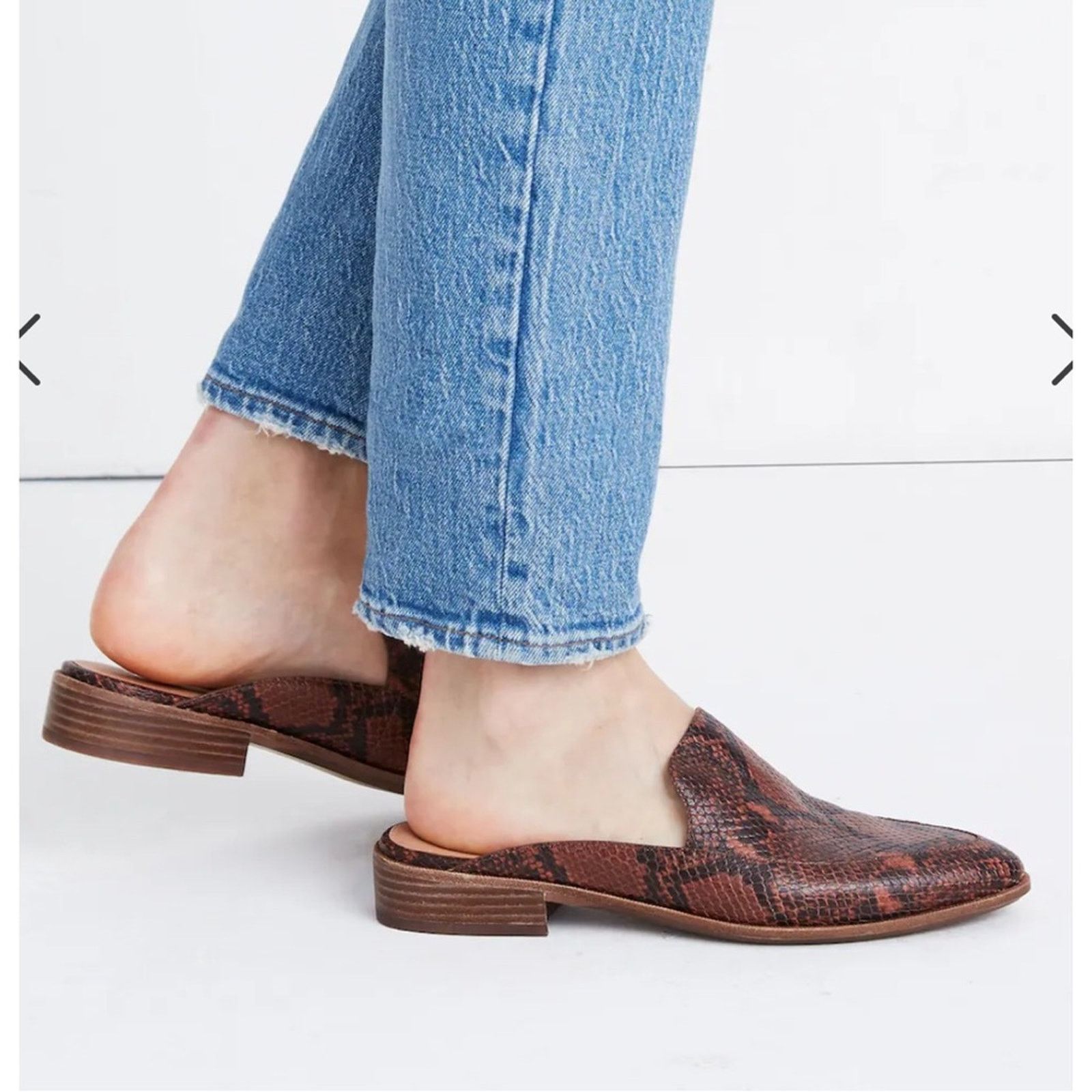 Madewell The Frances Loafer Mule in Snake Embossed