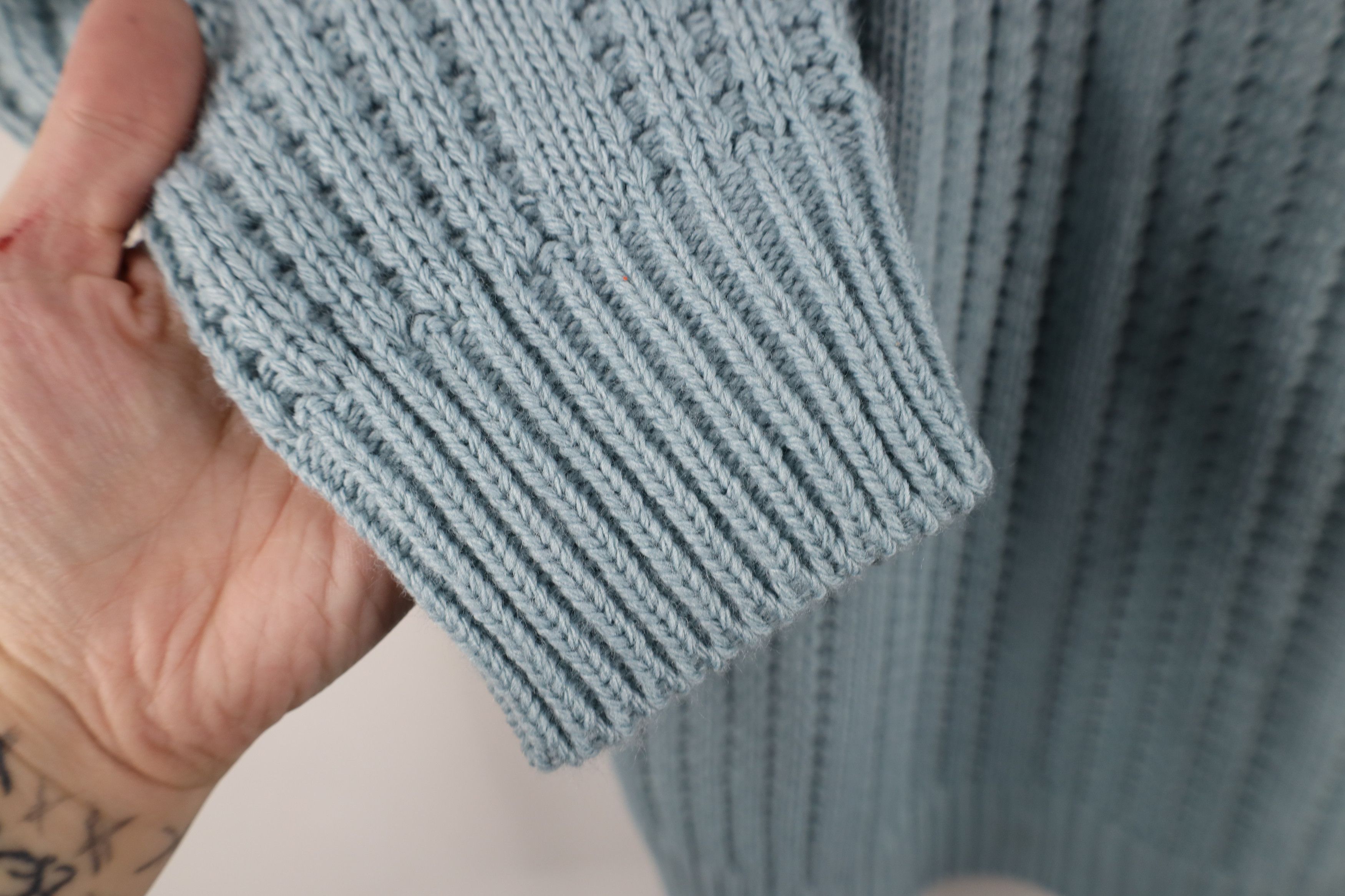 Vintage Vintage 90s Streetwear Ribbed Knit Sweater Carolina Blue Size US M / EU 48-50 / 2 - 5 Thumbnail