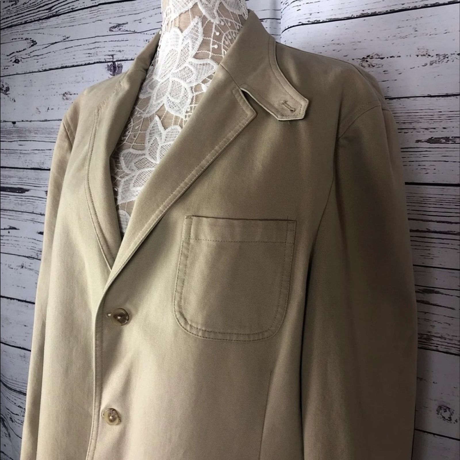 Lands' End Barn coat stand collar patch elbow Khaki Lands' End 44 R Size US L / EU 52-54 / 3 - 17 Thumbnail