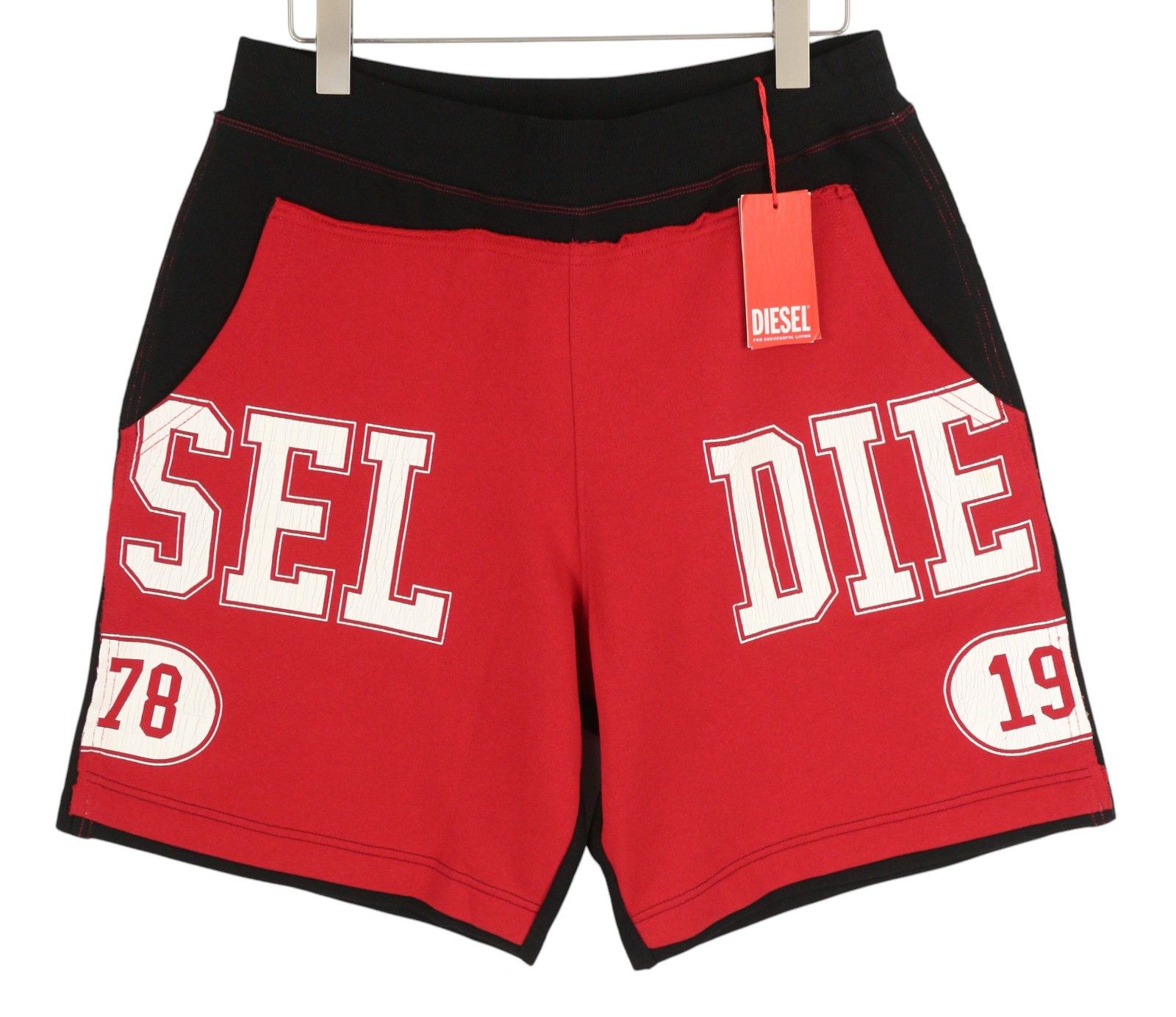 Diesel P-Mustin Men Shorts XL Red Printed Sweat Elastic 41329 Size US 34 / EU 50 - 1 Thumbnail