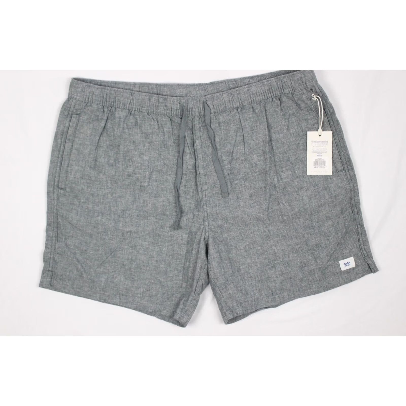 Katin Katin Men's Isaiah Local Shorts XXL x 7" Inseam Steel Blue Bermuda Casual Drawstring Pockets 75% Cotton 25% Linen Size US 39 - 5 Thumbnail