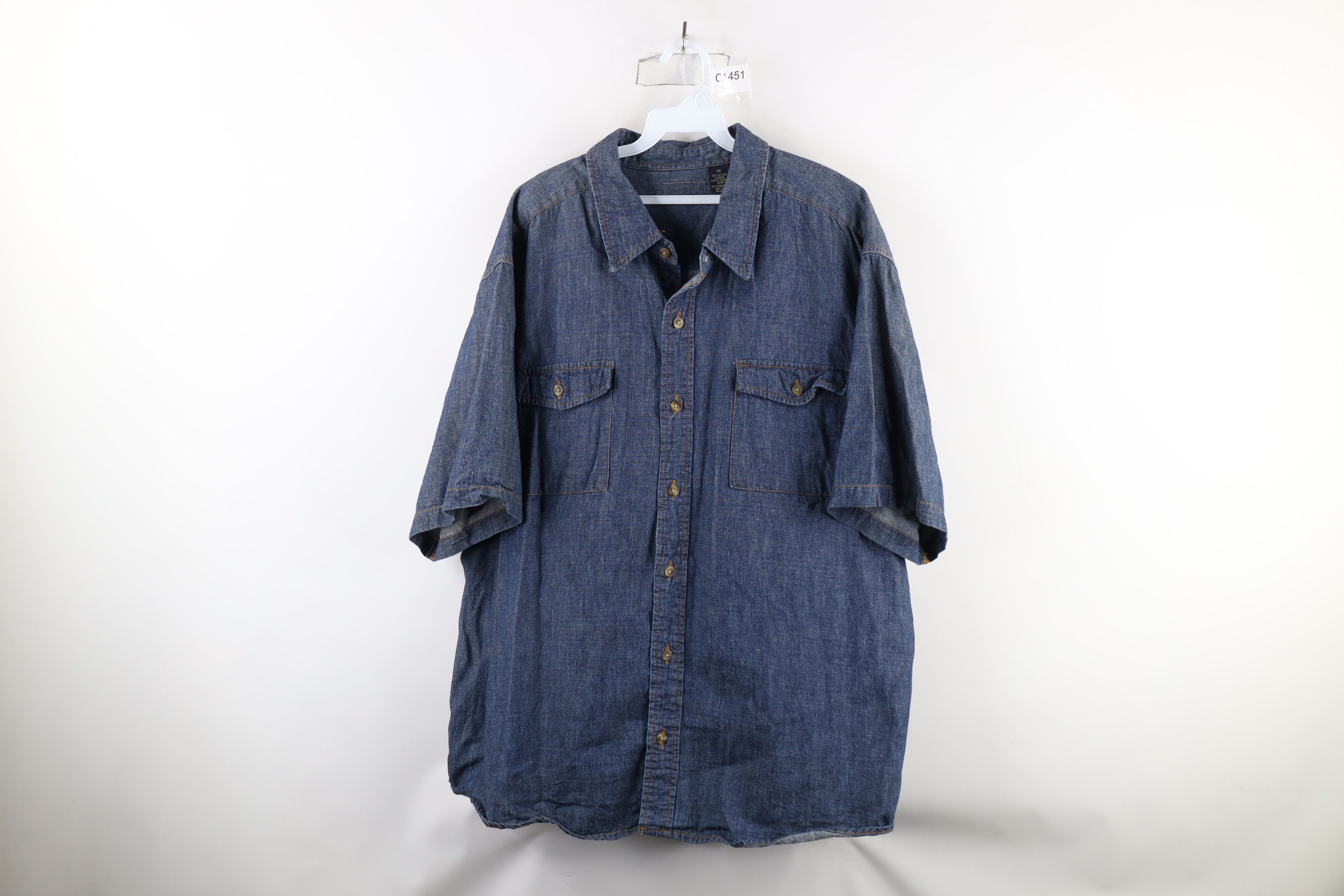Vintage Vintage 90s Streetwear Denim Jean Collared Button Shirt Size US XXL / EU 58 / 5 - 1 Thumbnail
