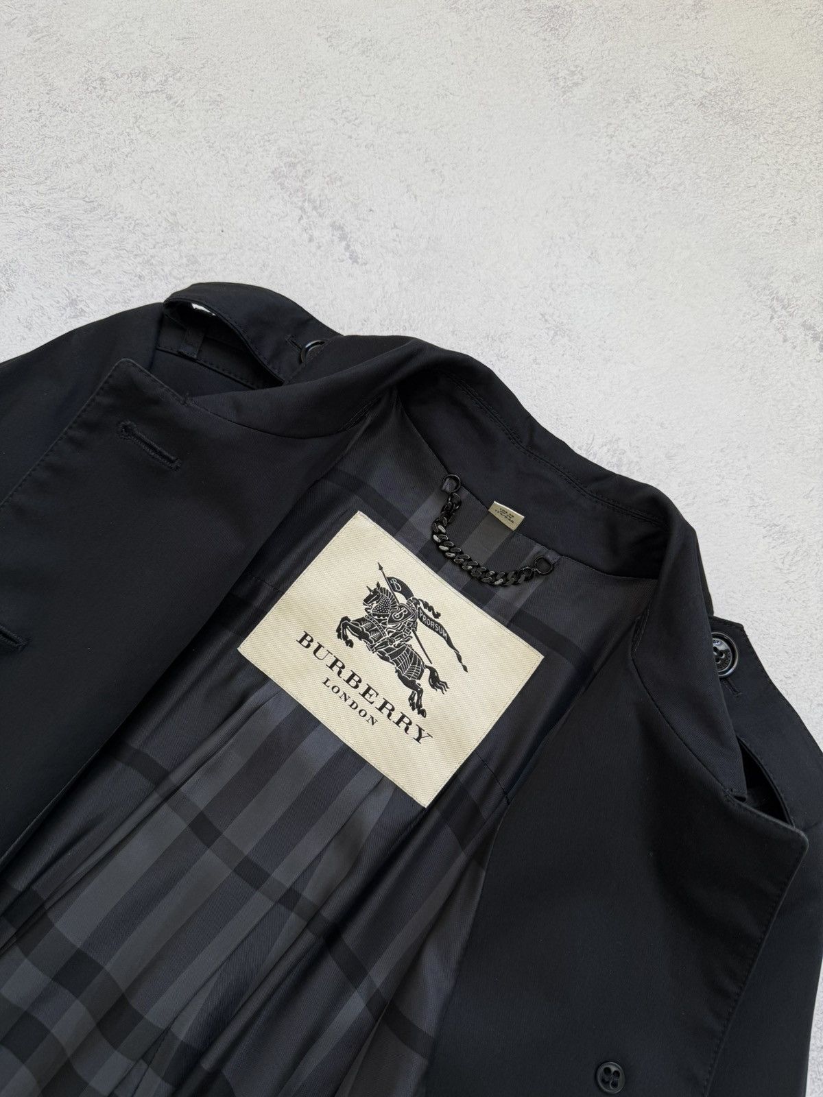Burberry Burberry London Black Cotton Trench Coat Jacket Nova Check Size S / US 4 / IT 40 - 10 Thumbnail