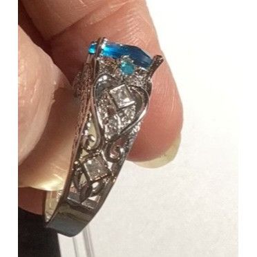 Other Blue Topaz Heart .925 Silver Ring Intricate Filigree Size 9 Size ONE SIZE - 11 Thumbnail